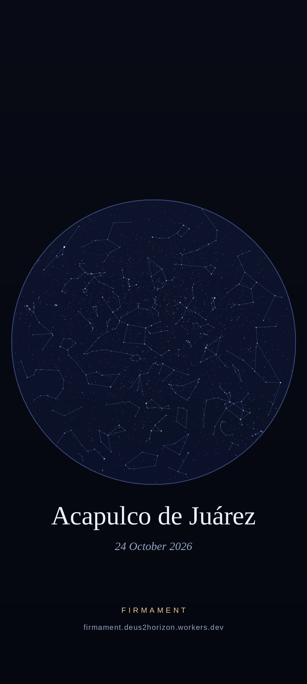 Night sky over Acapulco de Juárez, Mexico on 24 October 2026