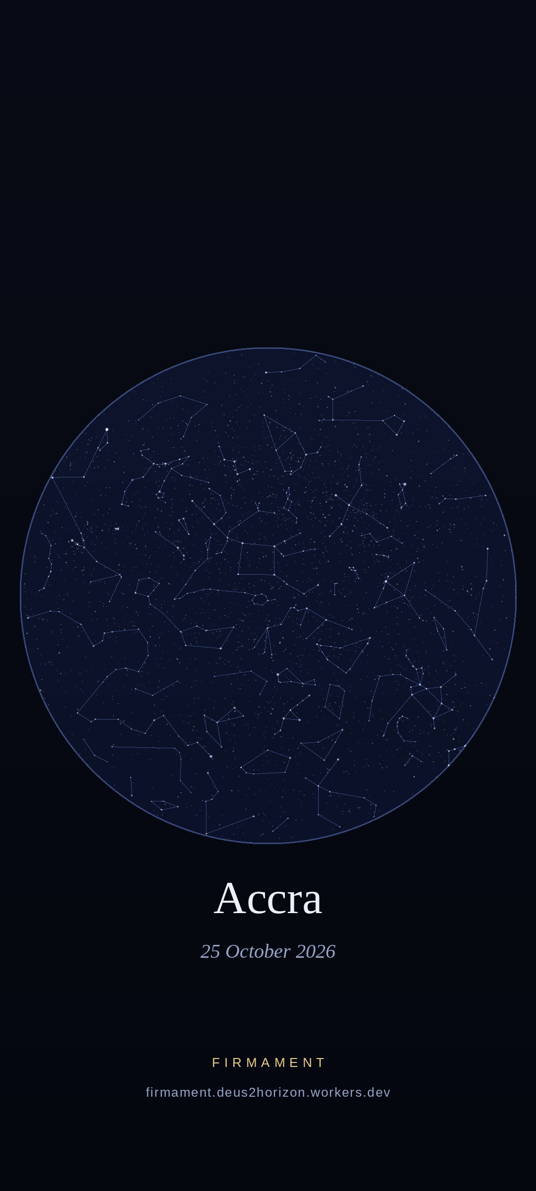 Cielo notturno sopra Accra, Ghana il 24 ottobre 2026