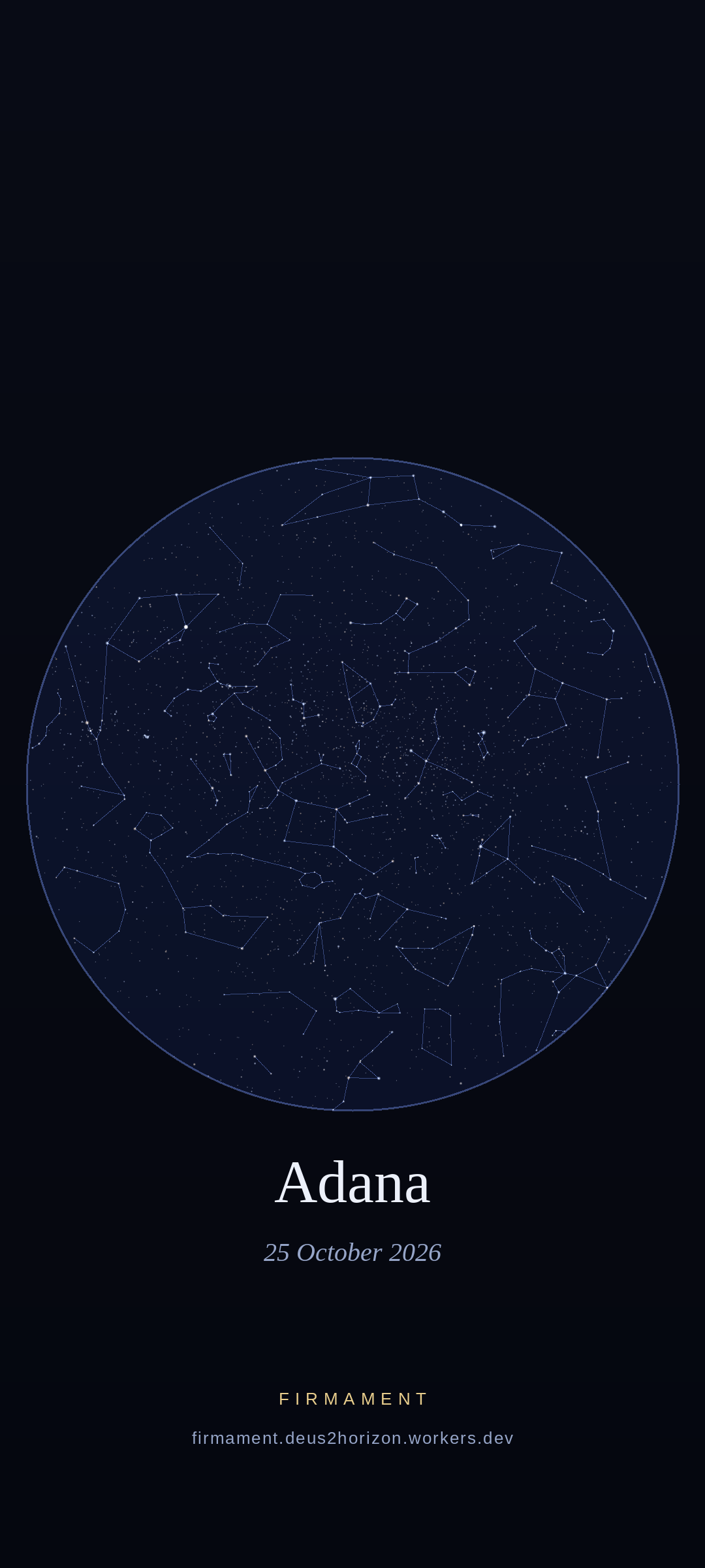 Night sky over Adana, Turkey on 25 October 2026