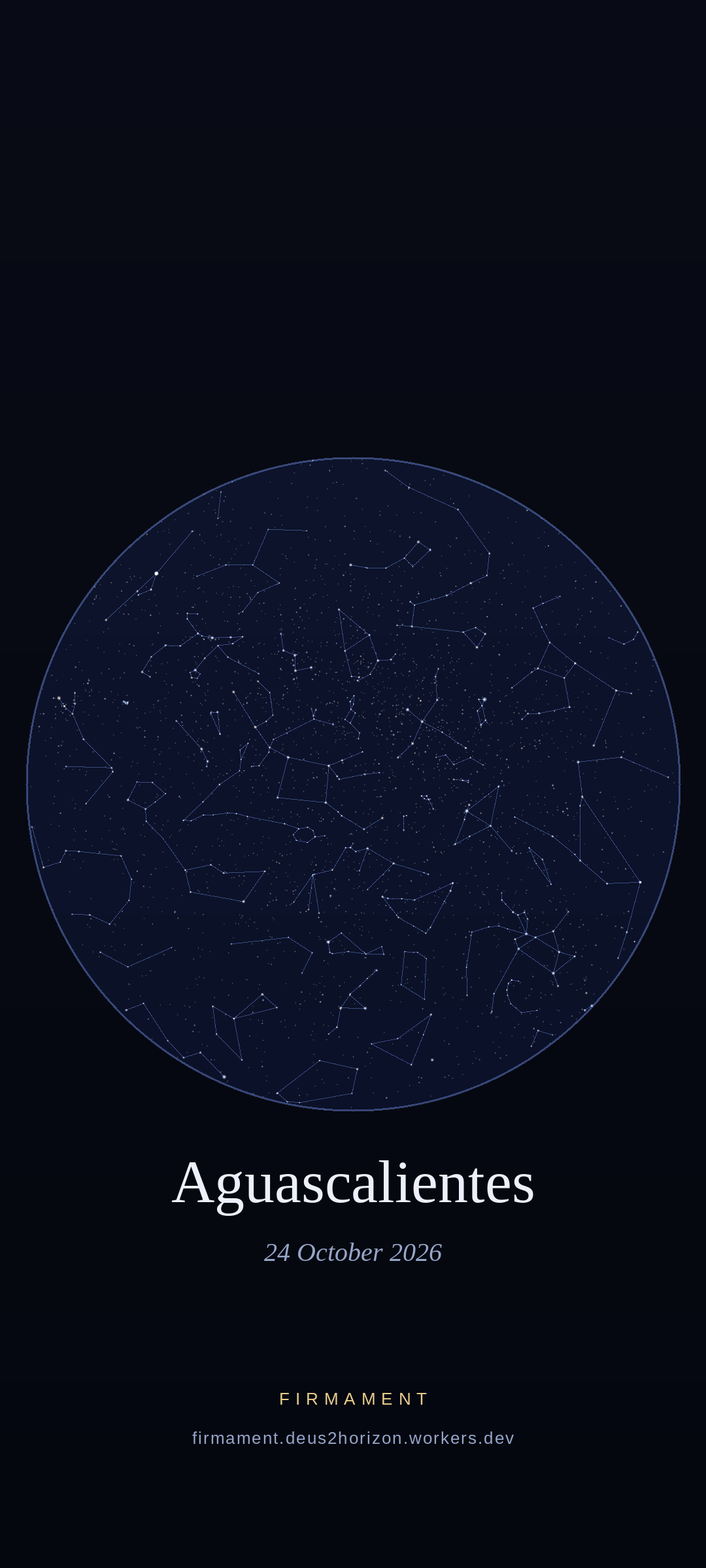 Night sky over Aguascalientes, Mexico on 24 October 2026