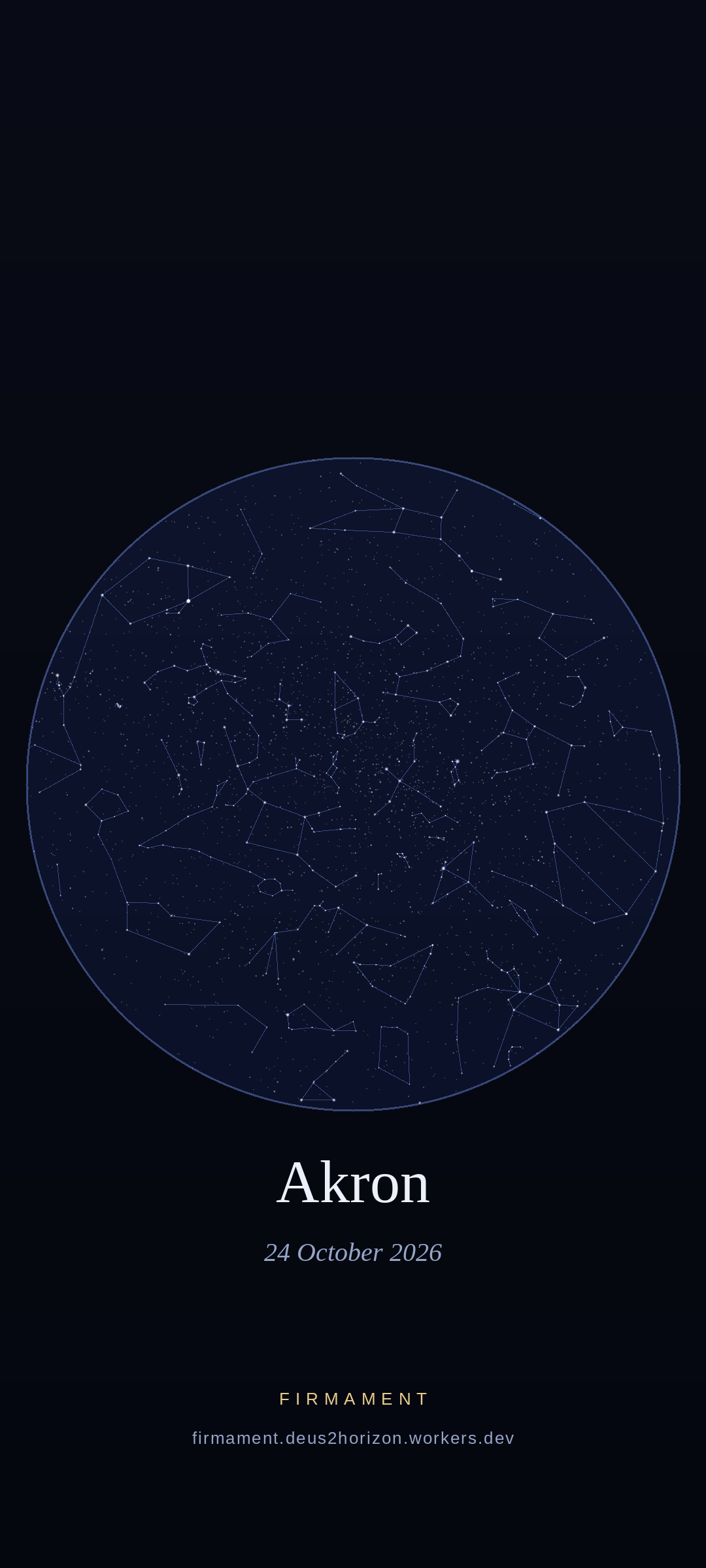 Night sky over Akron, United States on 24 October 2026