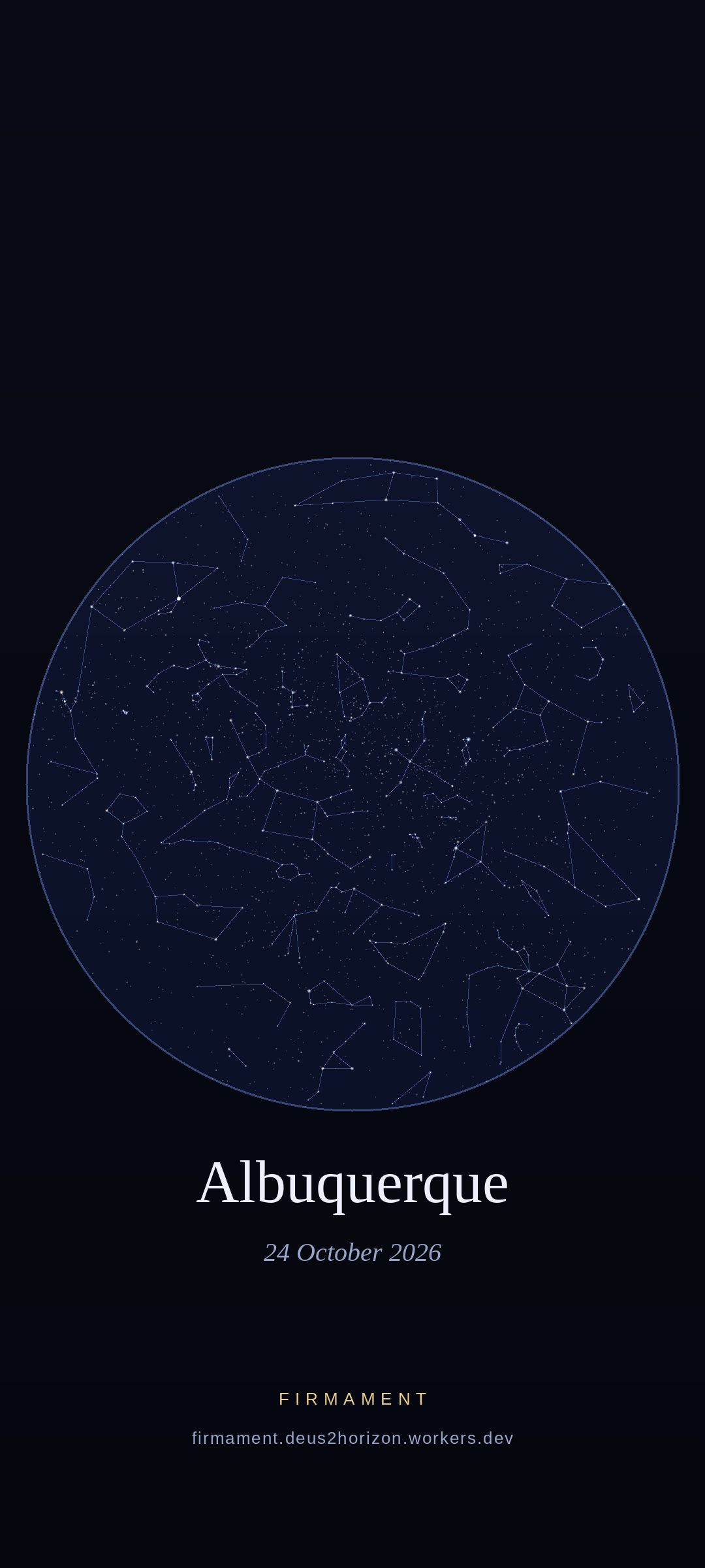 Night sky over Albuquerque, United States on 24 October 2026
