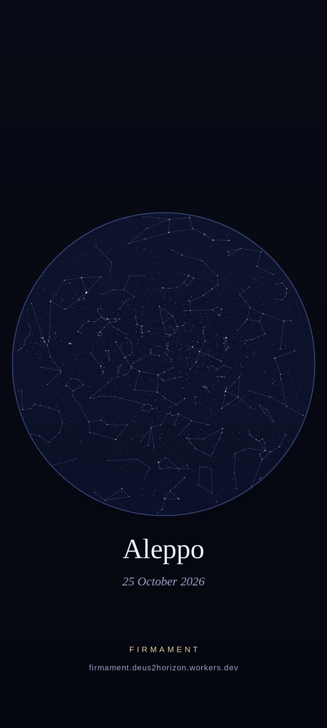 Night sky over Aleppo, Syria on 25 October 2026