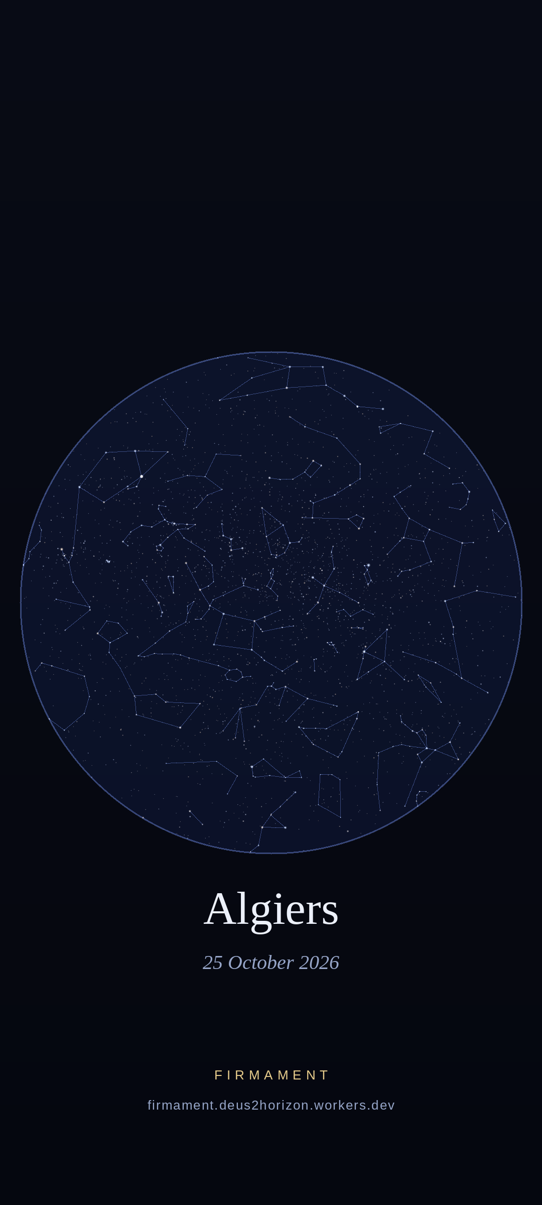 Night sky over Algiers, Algeria on 25 October 2026