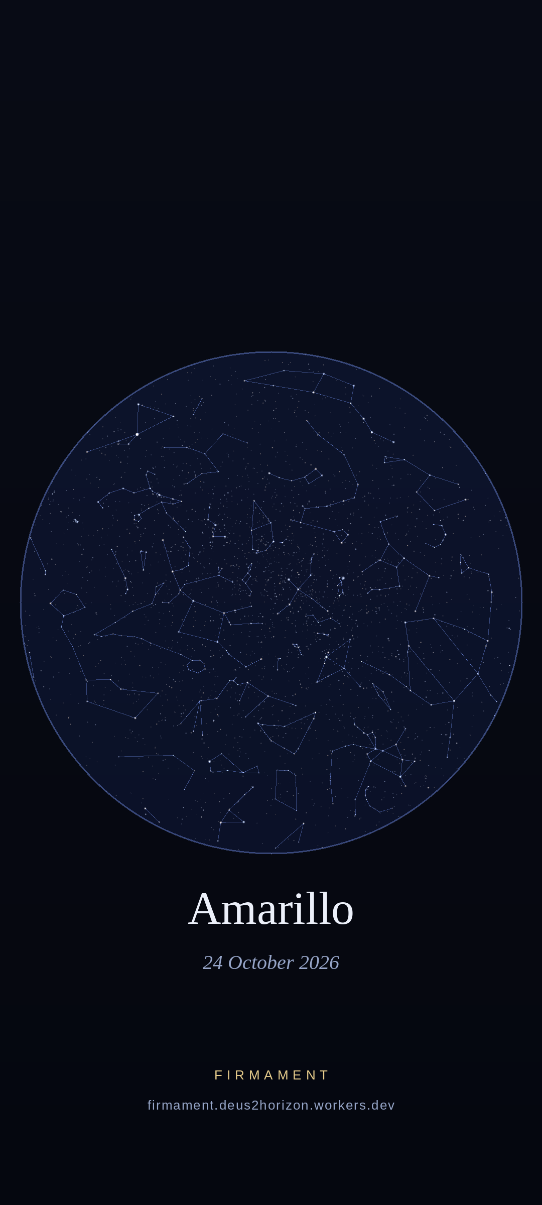 Night sky over Amarillo, United States on 24 October 2026