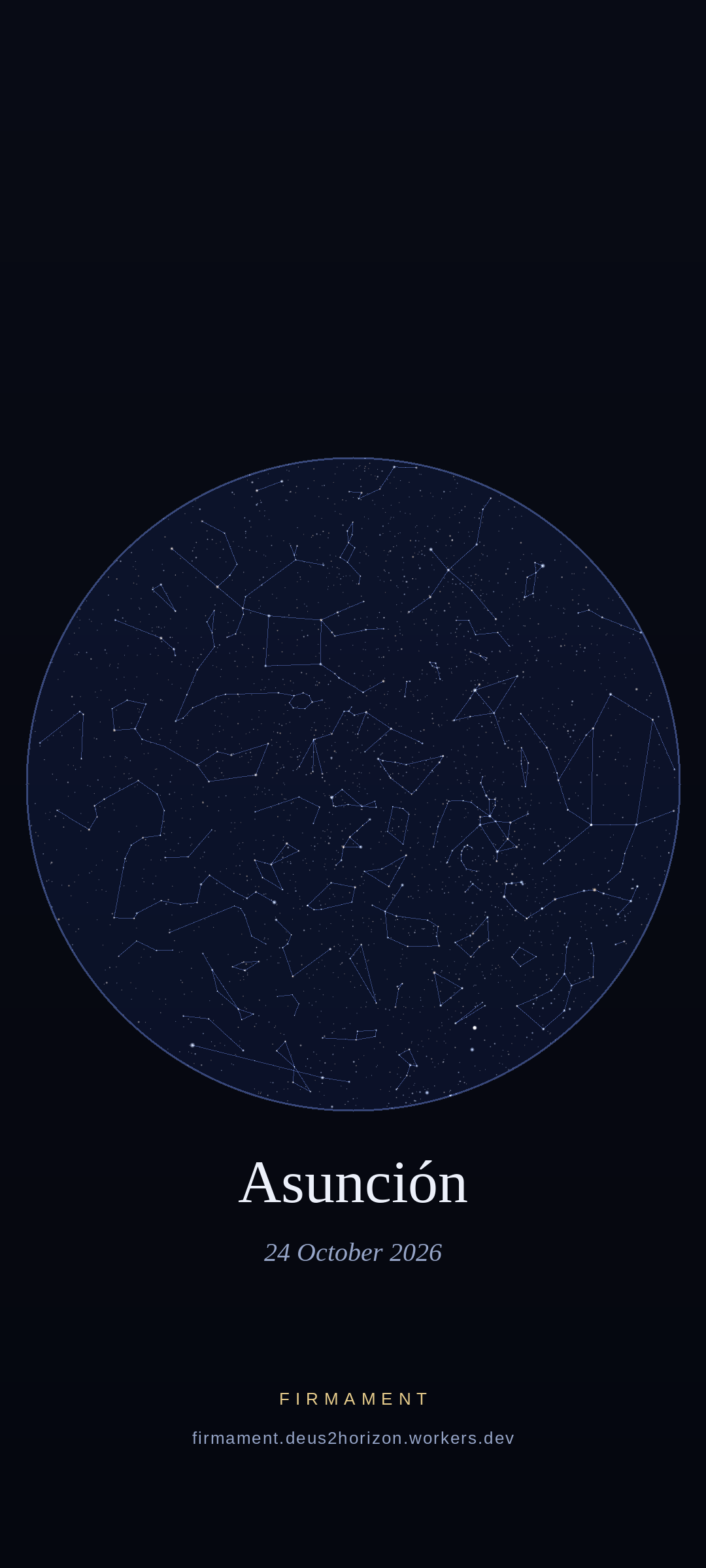 Cielo nocturno sobre Asunción, Paraguay el 24 de octubre de 2026