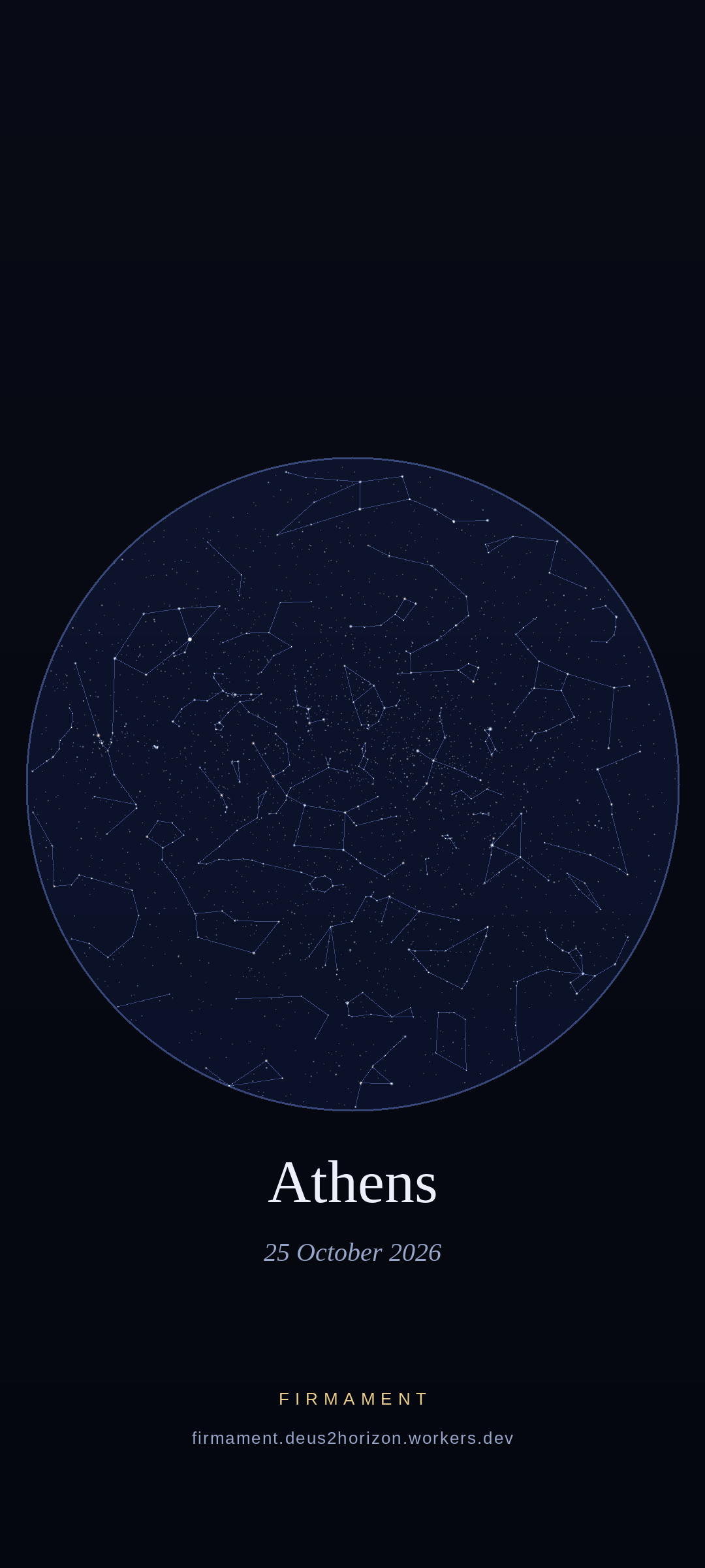 Night sky over Athens, Greece on 25 October 2026