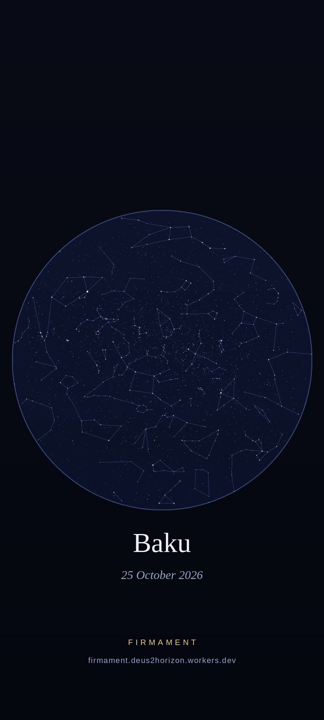 Night sky over Baku, Azerbaijan on 25 October 2026