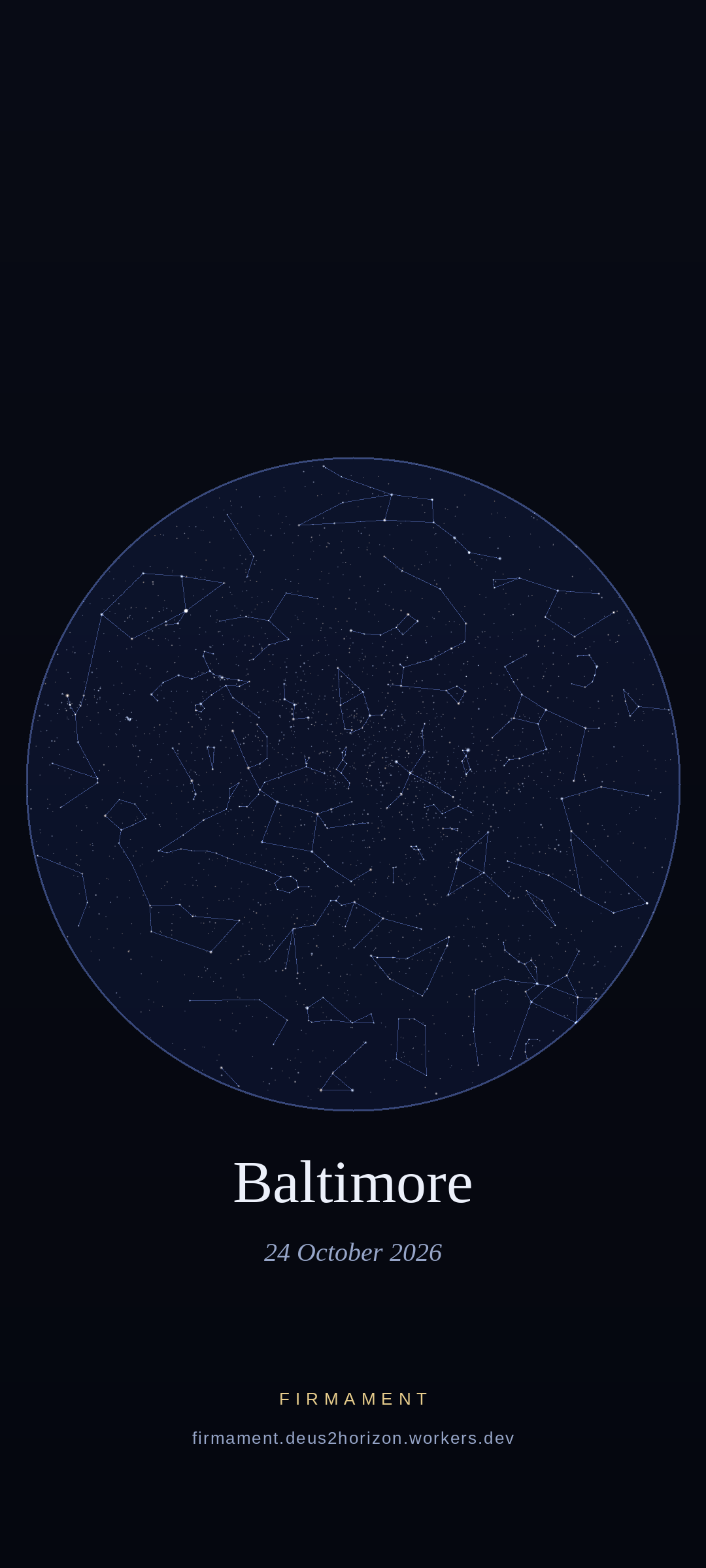 Night sky over Baltimore, United States on 24 October 2026