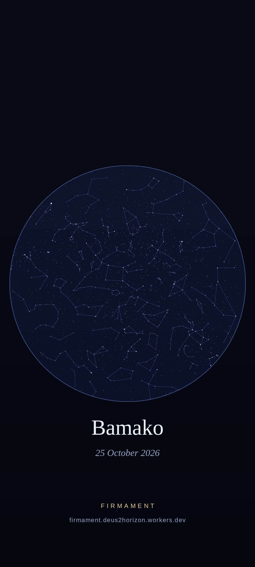 Night sky over Bamako, Mali on 24 October 2026