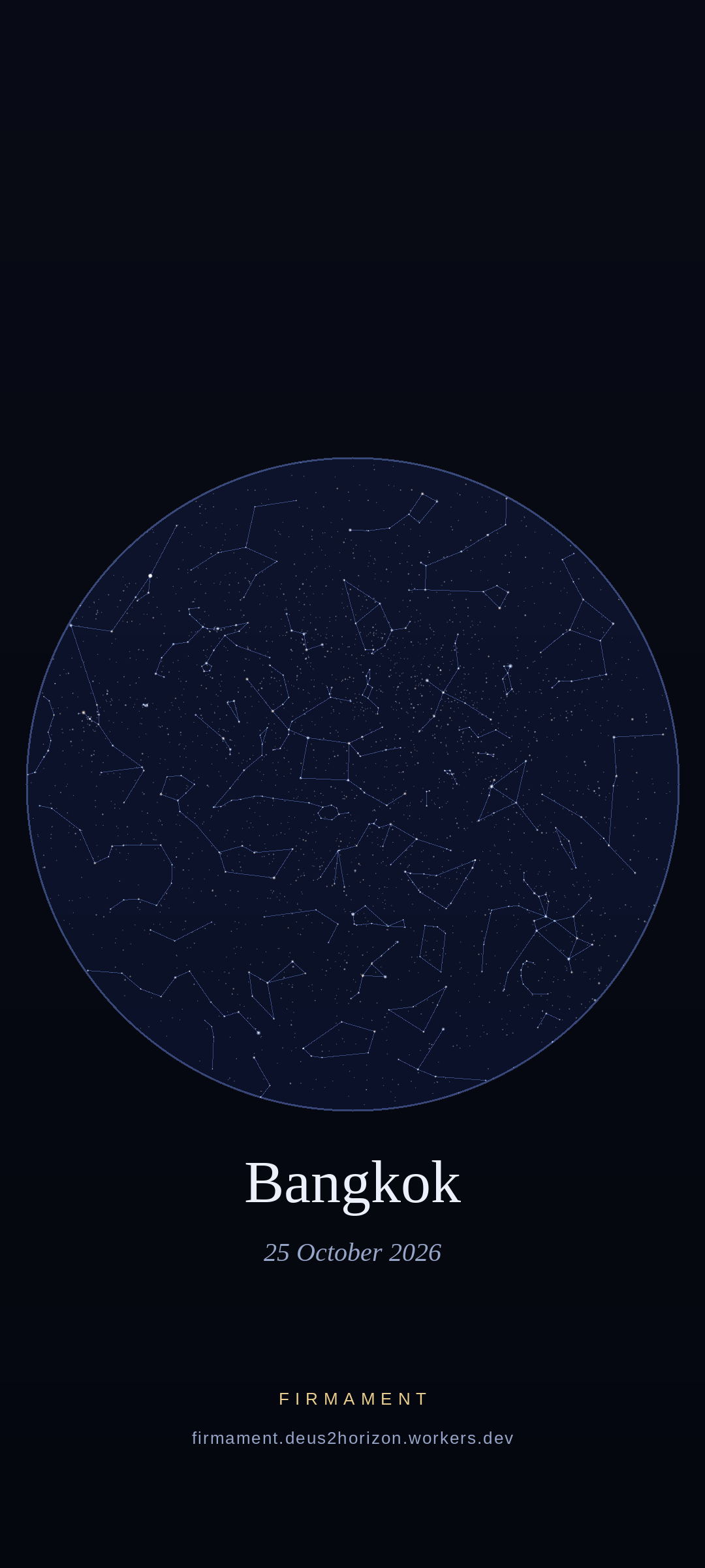 Night sky over Bangkok, Thailand on 25 October 2026