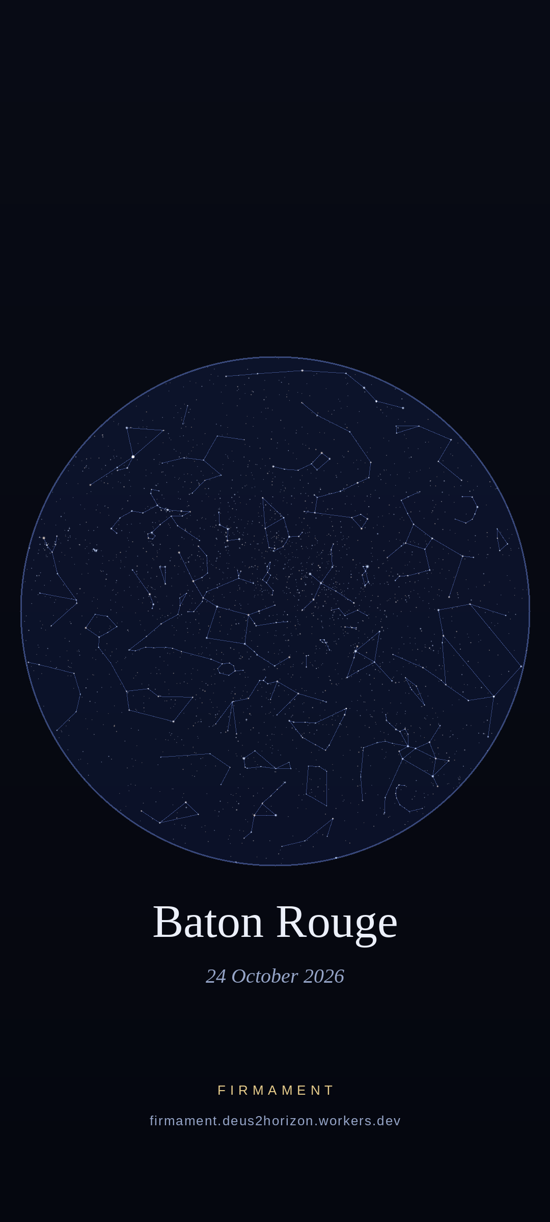 Ciel nocturne au-dessus de Baton Rouge, United States le 24 octobre 2026