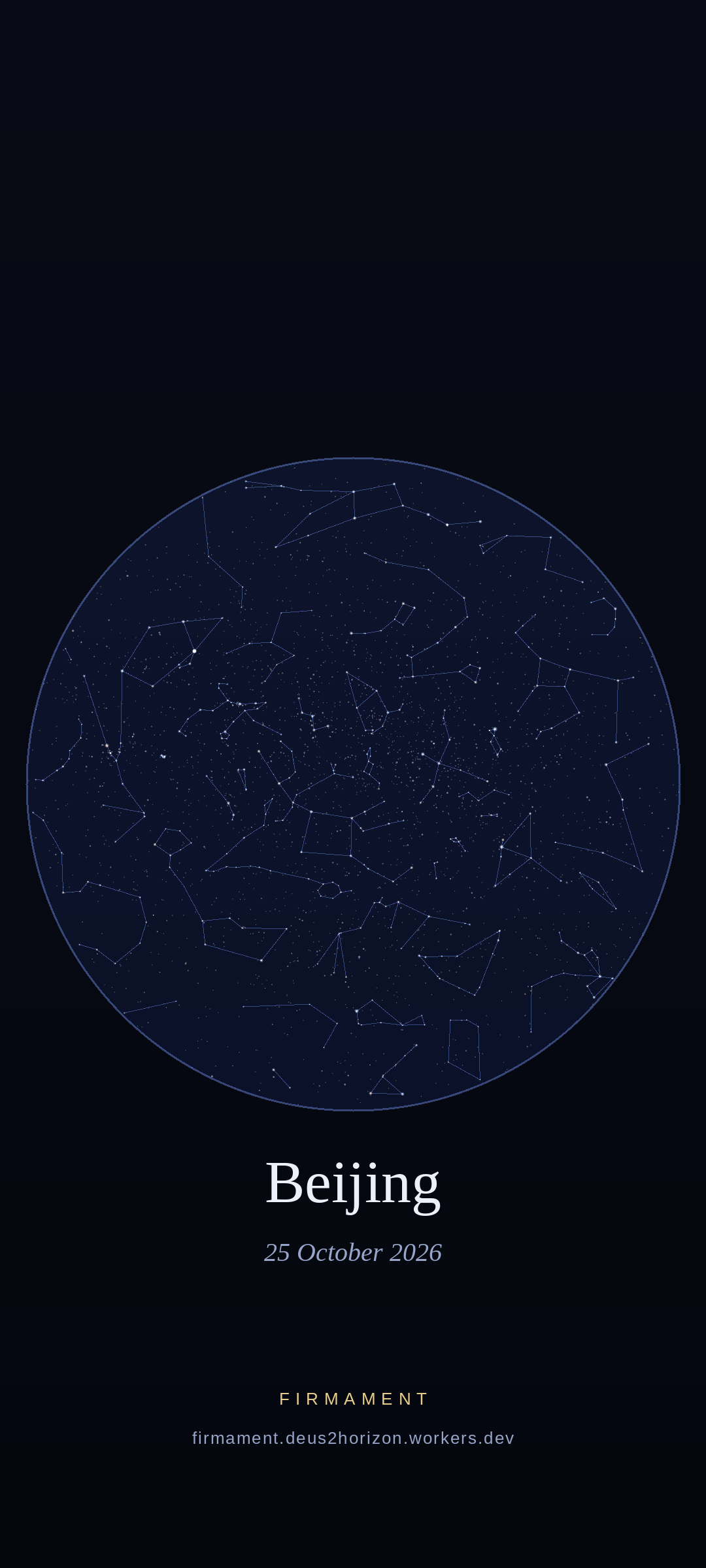 Night sky over Beijing, China on 25 October 2026