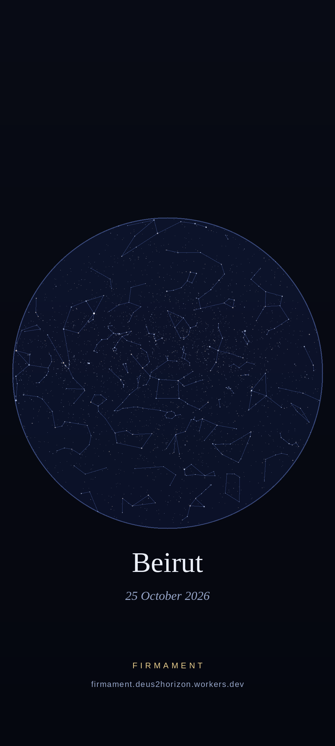 Night sky over Beirut, Lebanon on 25 October 2026