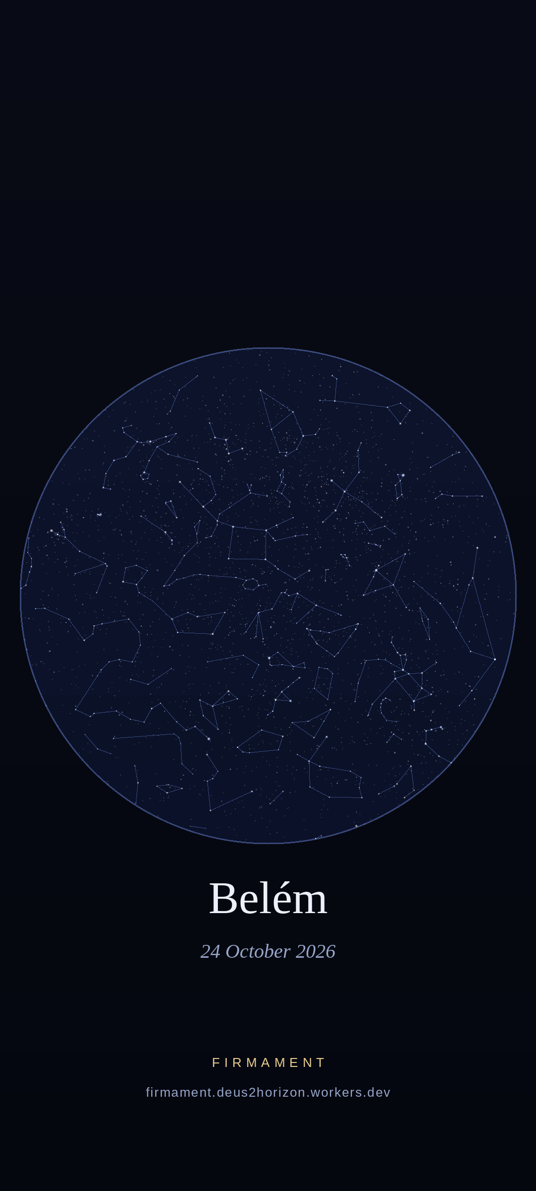 Night sky over Belém, Brazil on 24 October 2026
