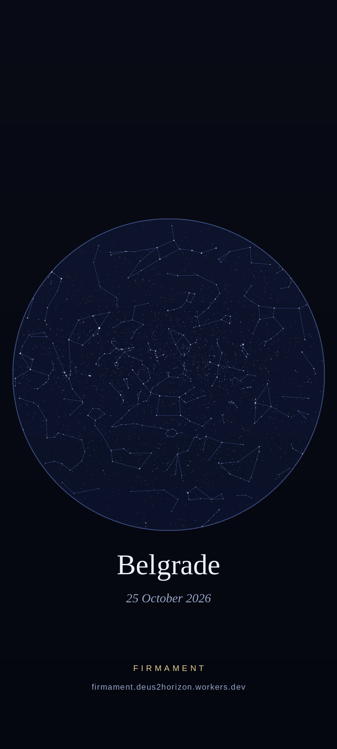 Night sky over Belgrade, Serbia on 25 October 2026