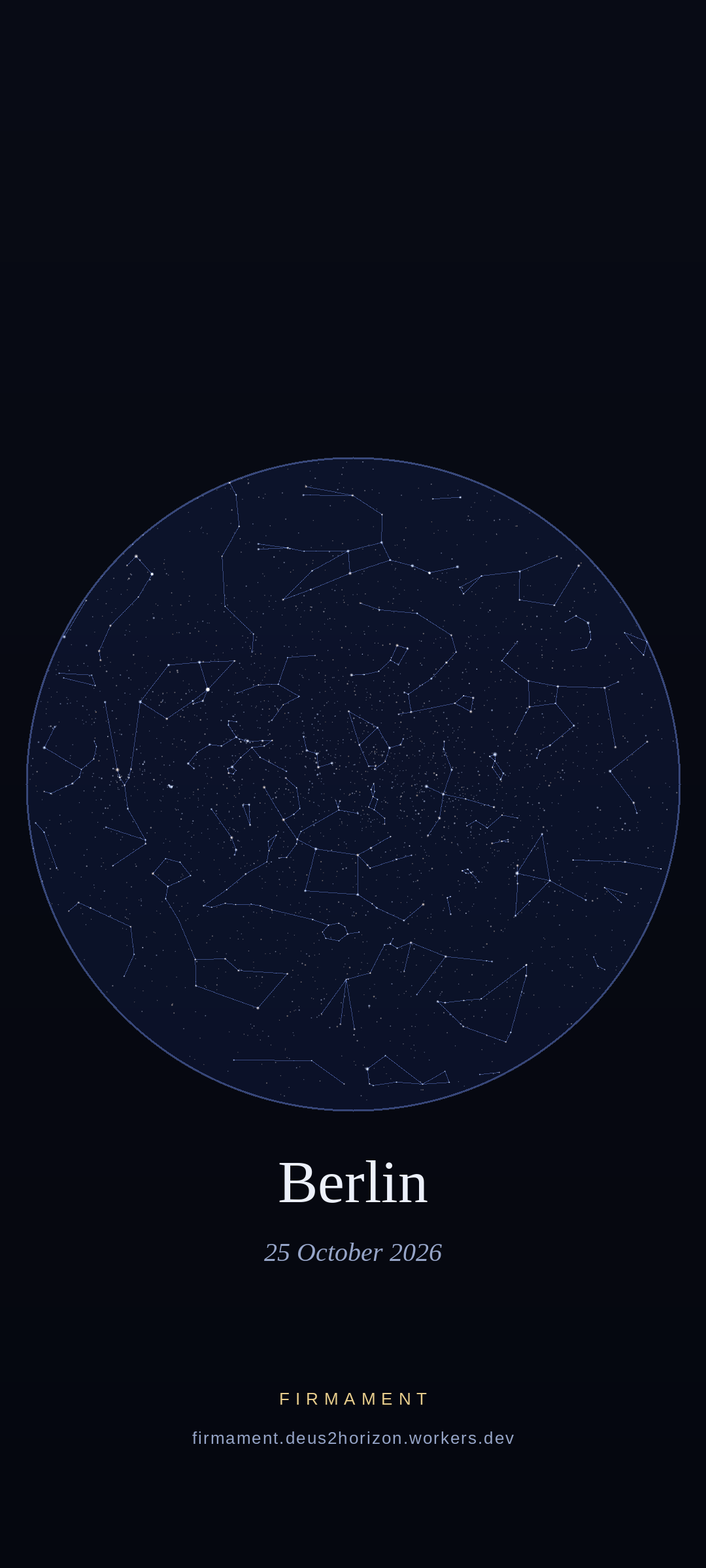 Night sky over Berlin, Germany on 25 October 2026
