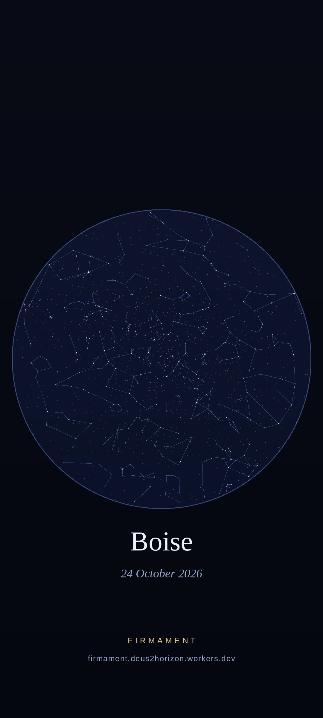 Night sky over Boise, United States on 24 October 2026