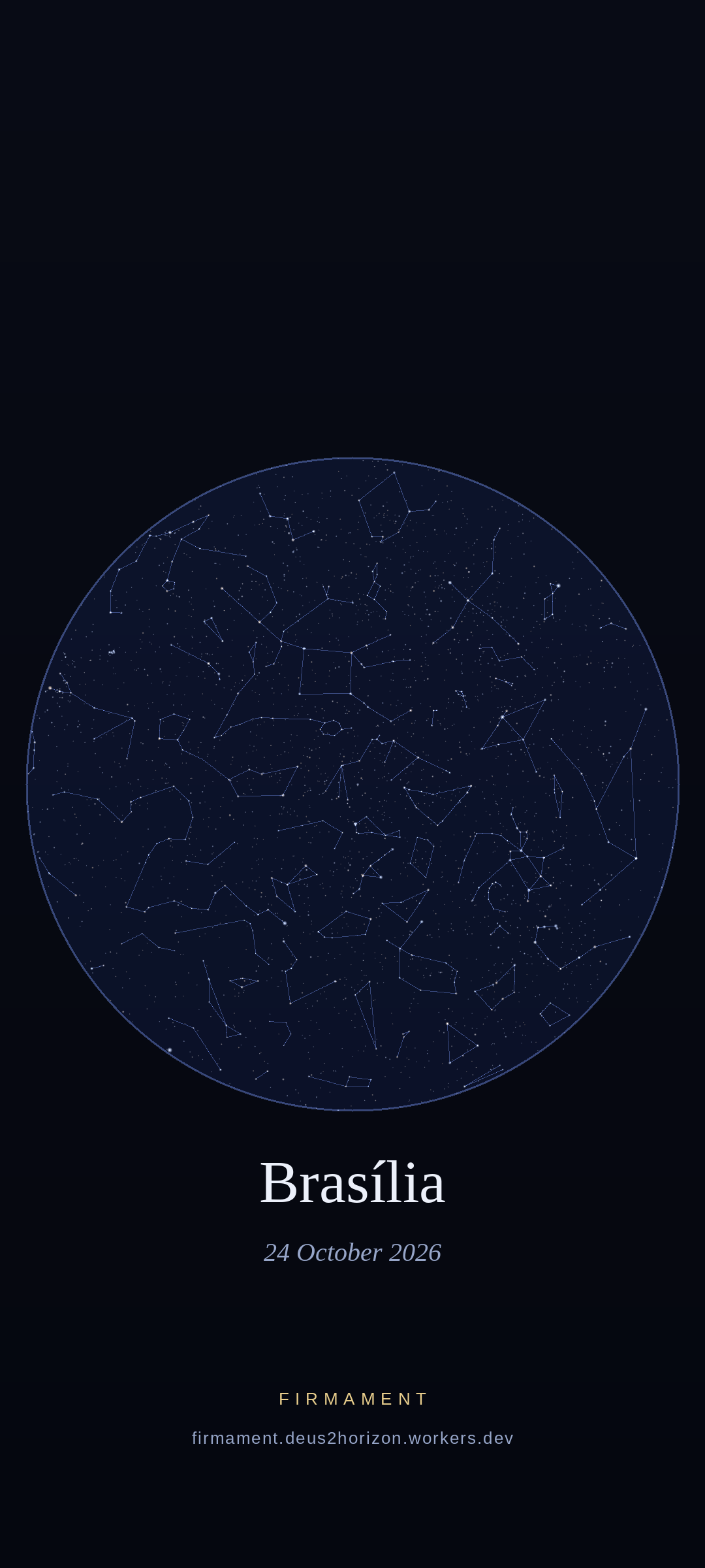 Céu noturno sobre Brasília, Brazil em 24 de outubro de 2026