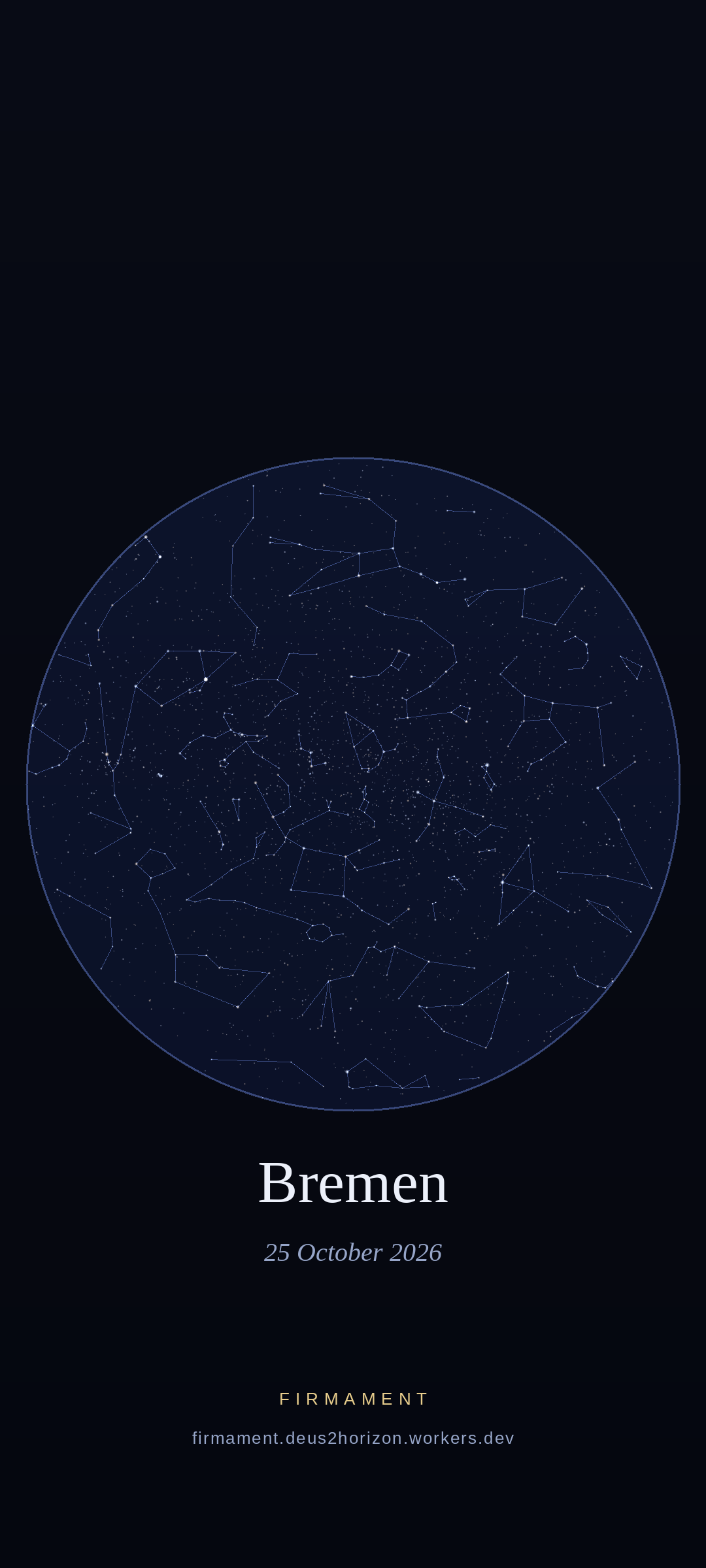 Night sky over Bremen, Germany on 25 October 2026