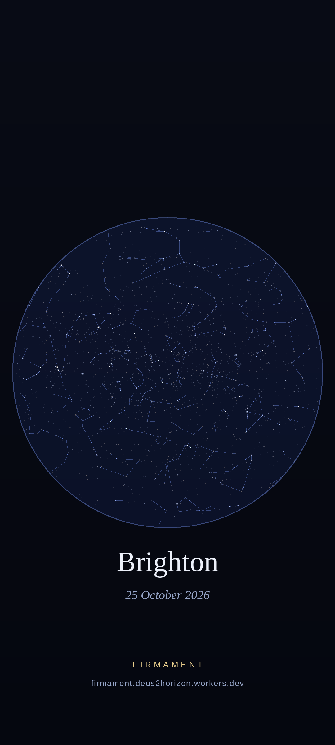 Night sky over Brighton, United Kingdom on 25 October 2026