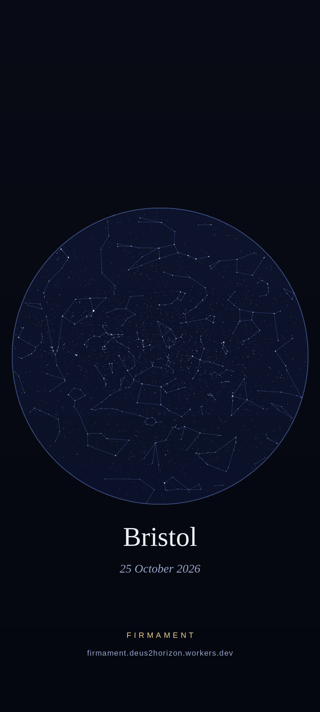 Ciel nocturne au-dessus de Bristol, United Kingdom le 25 octobre 2026
