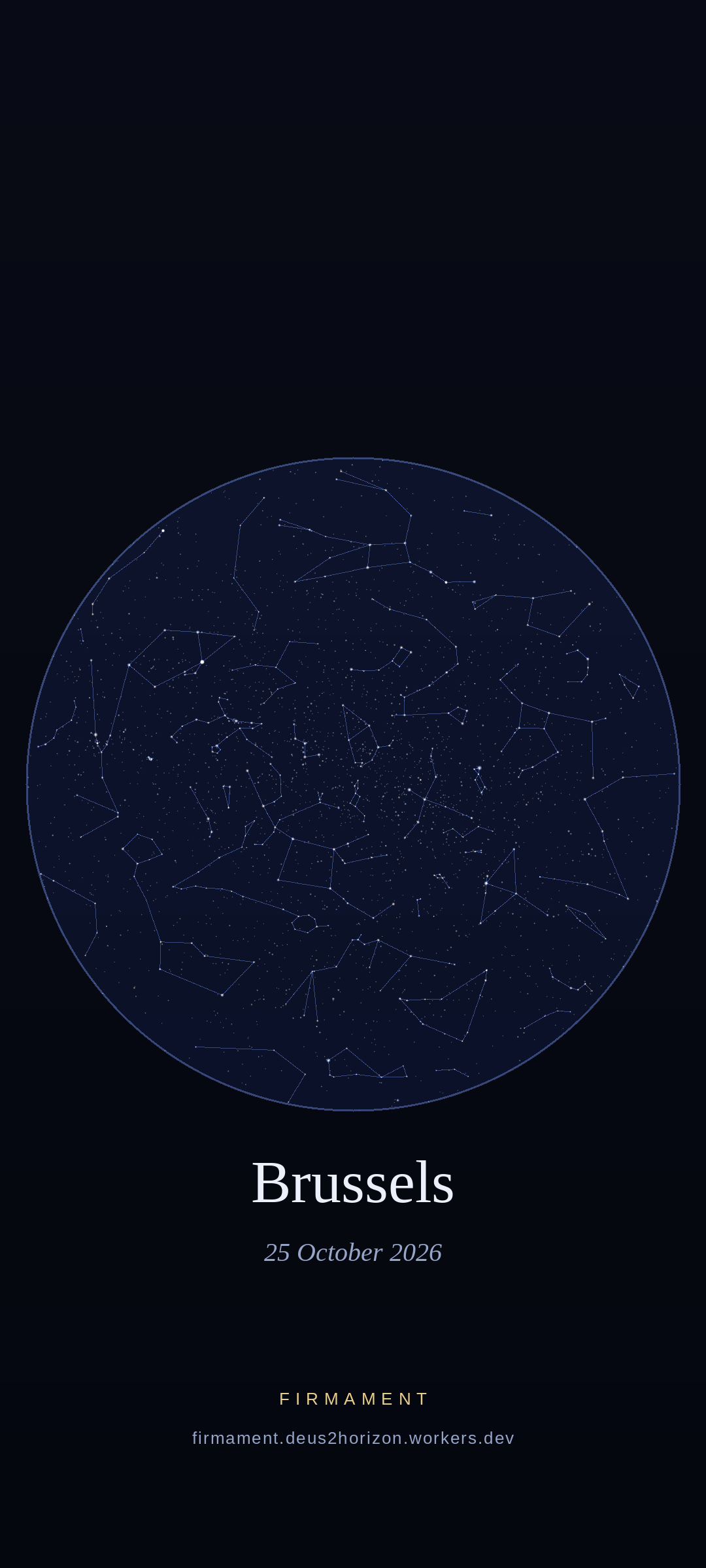 Night sky over Brussels, Belgium on 25 October 2026