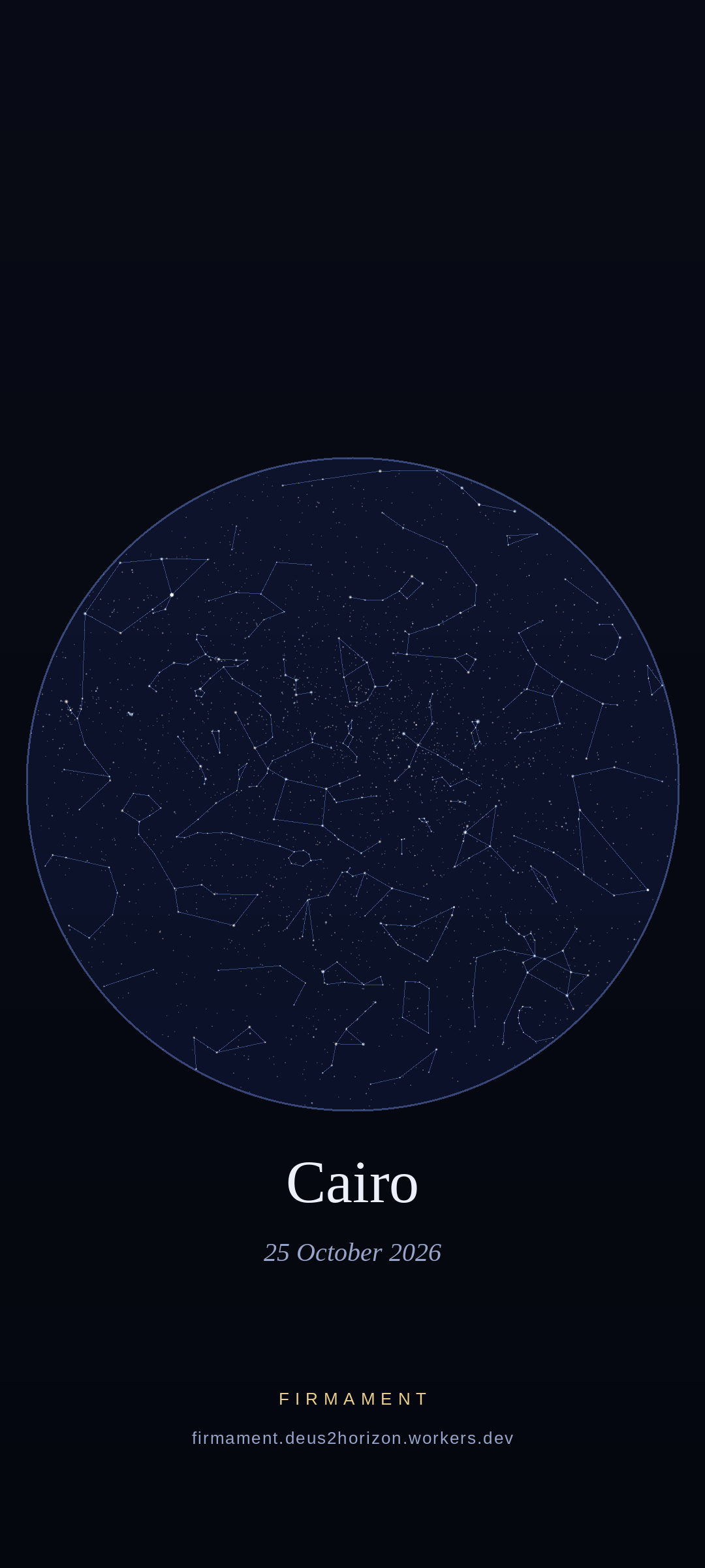 Night sky over Cairo, Egypt on 25 October 2026