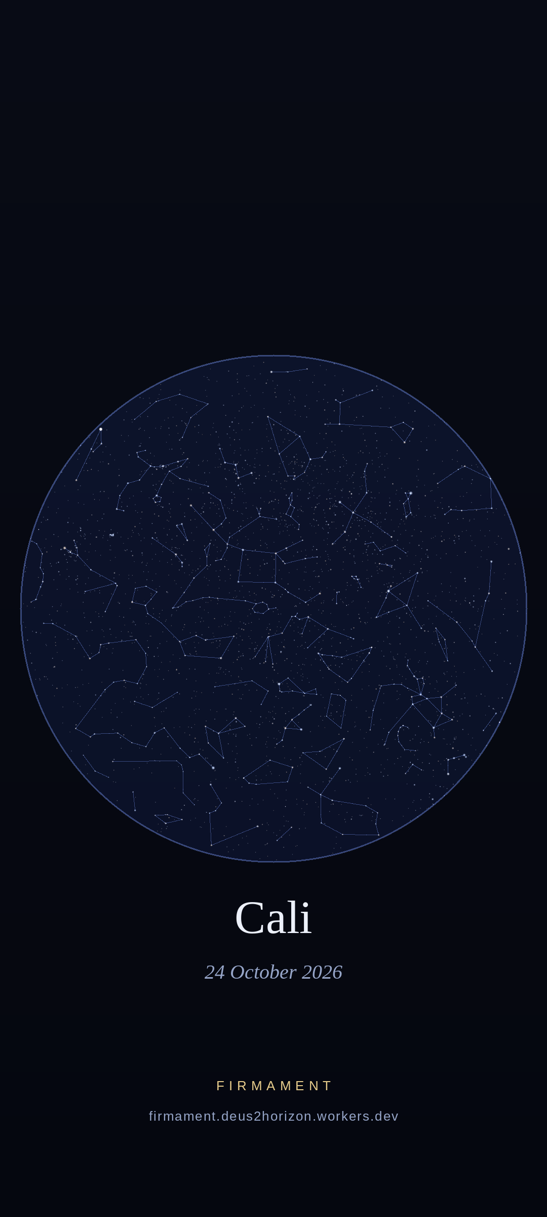 Night sky over Cali, Colombia on 24 October 2026