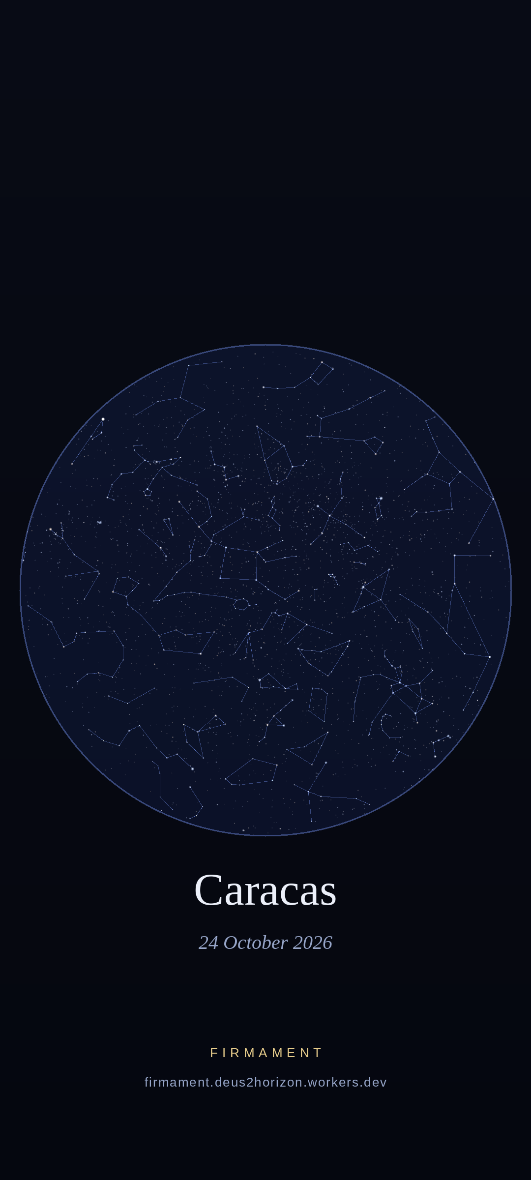 Cielo notturno sopra Caracas, Venezuela il 24 ottobre 2026