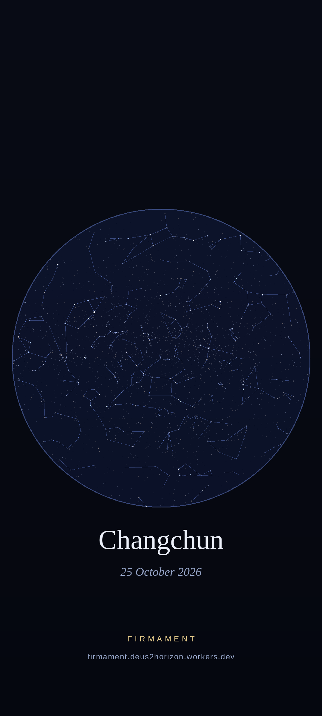 Night sky over Changchun, China on 25 October 2026