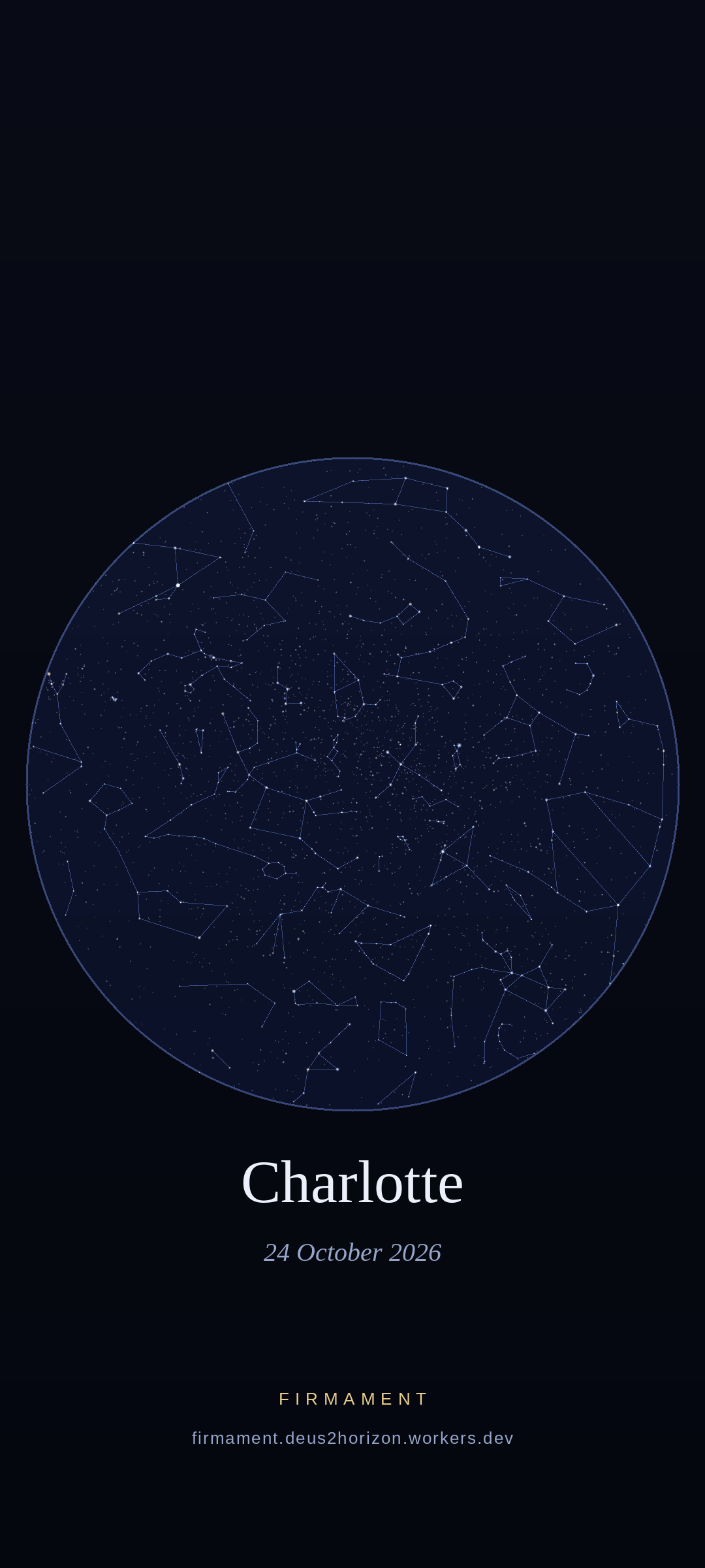 Ciel nocturne au-dessus de Charlotte, United States le 24 octobre 2026