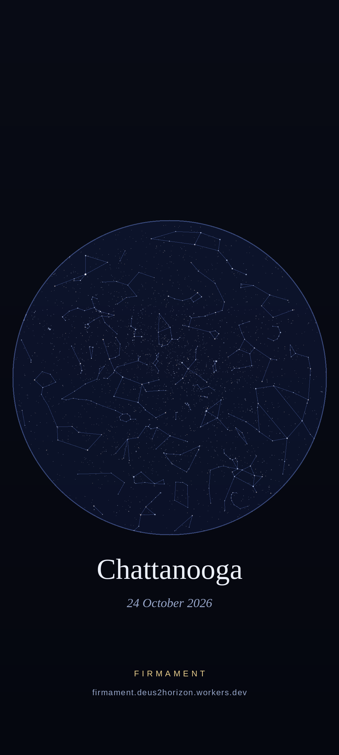 Night sky over Chattanooga, United States on 24 October 2026