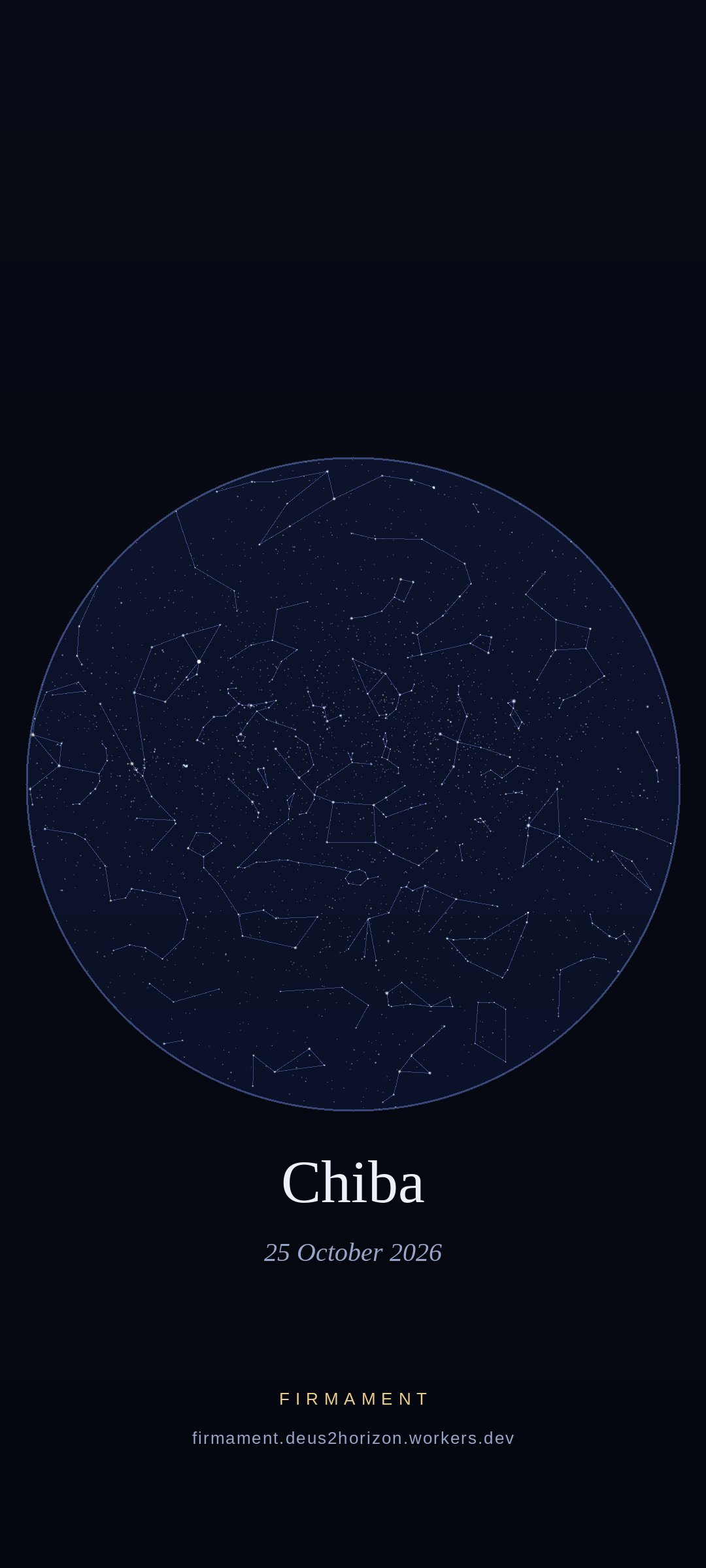 Cielo nocturno sobre Chiba, Japan el 25 de octubre de 2026