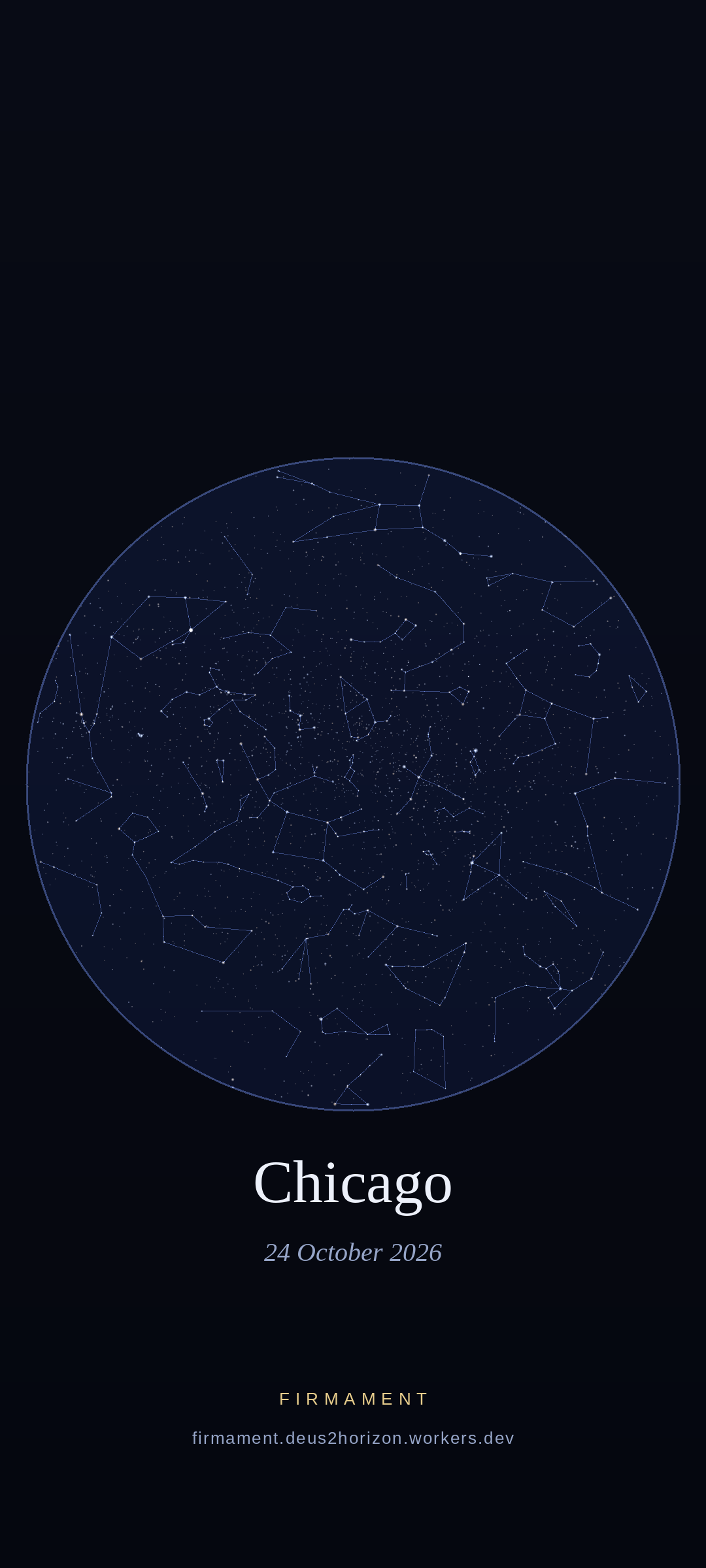 Cielo notturno sopra Chicago, United States il 24 ottobre 2026