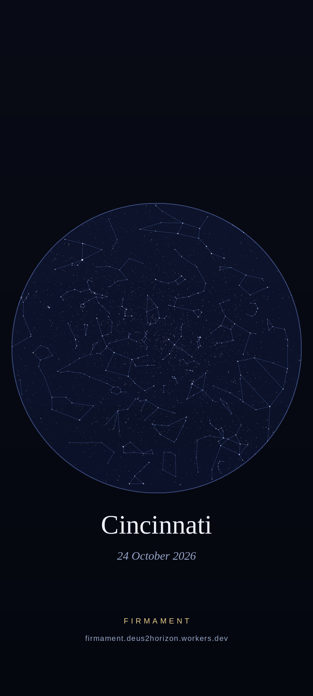 Night sky over Cincinnati, United States on 24 October 2026