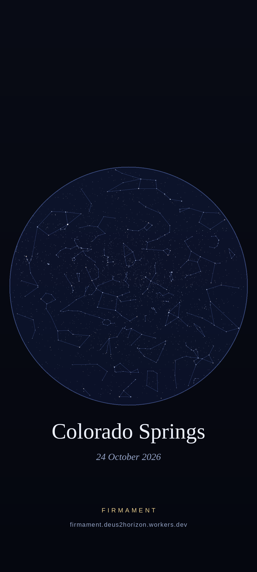 Night sky over Colorado Springs, United States on 24 October 2026
