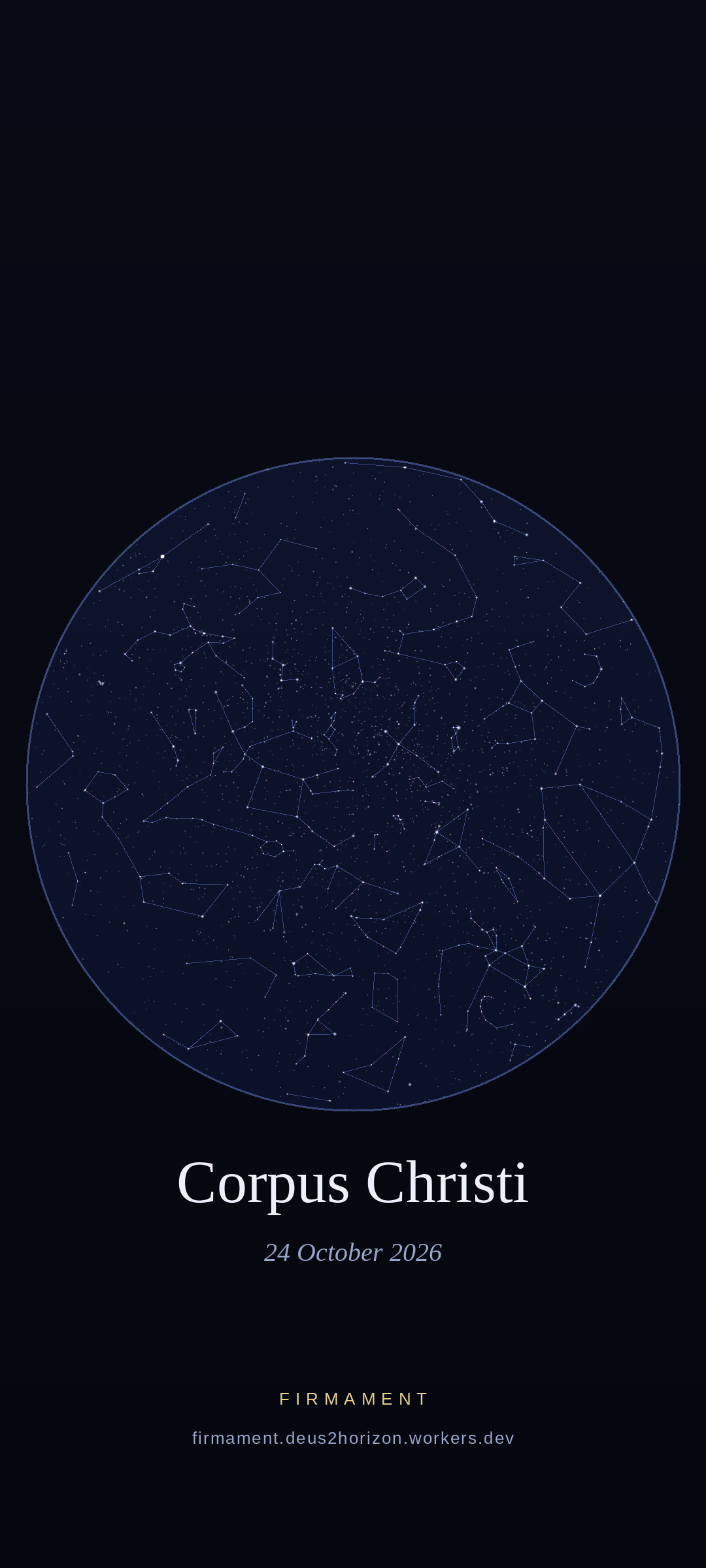 Night sky over Corpus Christi, United States on 24 October 2026