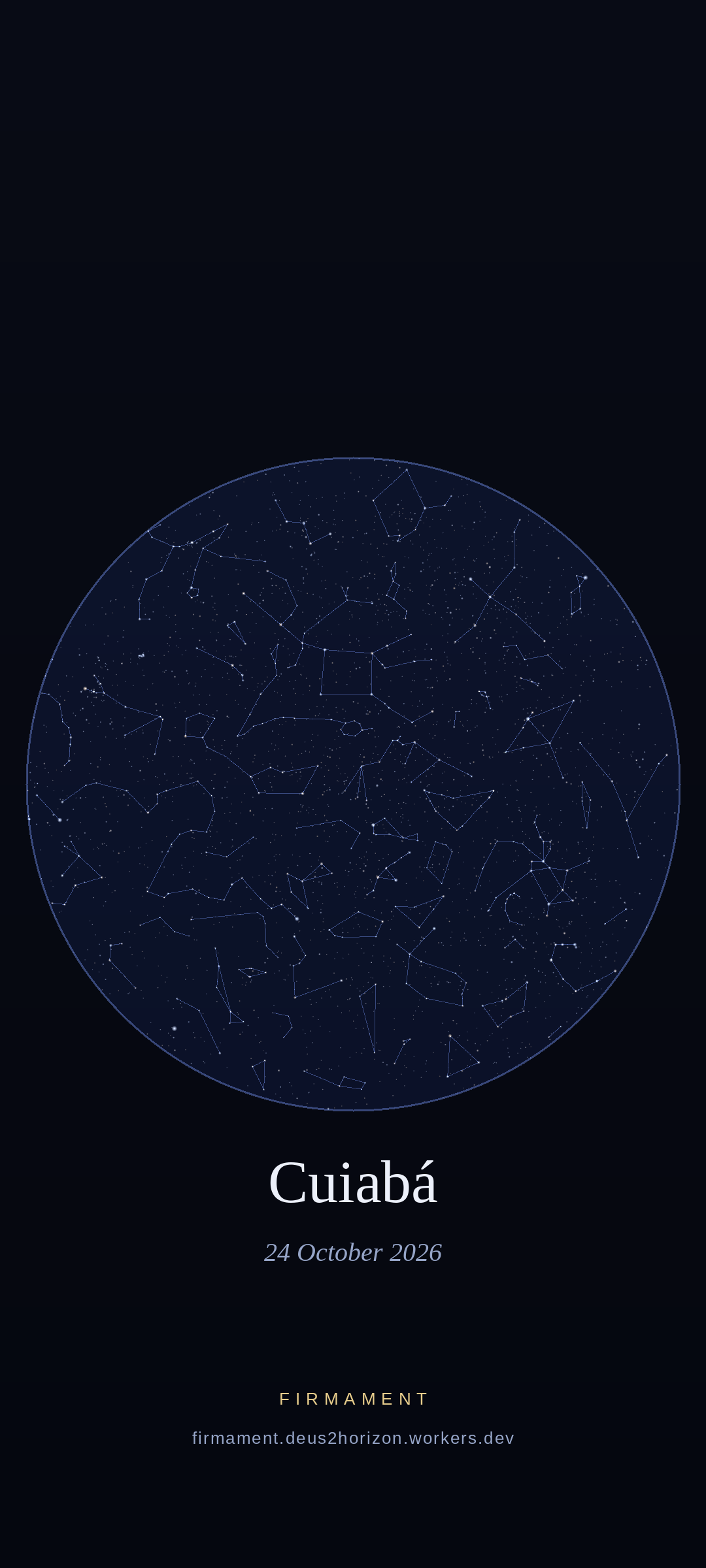 Night sky over Cuiabá, Brazil on 24 October 2026