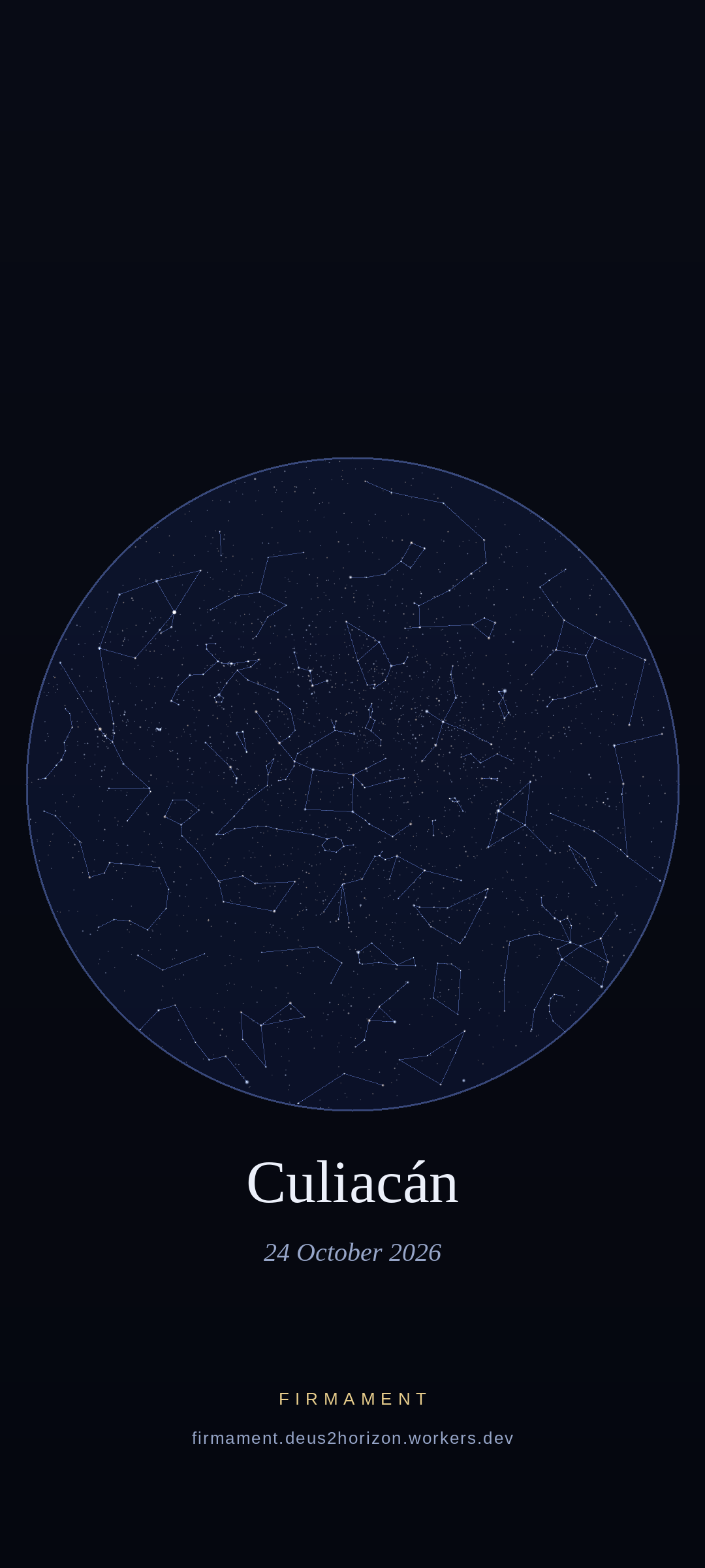 Céu noturno sobre Culiacán, Mexico em 24 de outubro de 2026