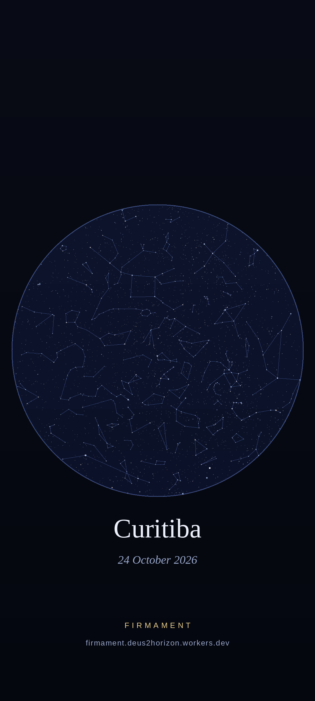 Cielo notturno sopra Curitiba, Brazil il 24 ottobre 2026