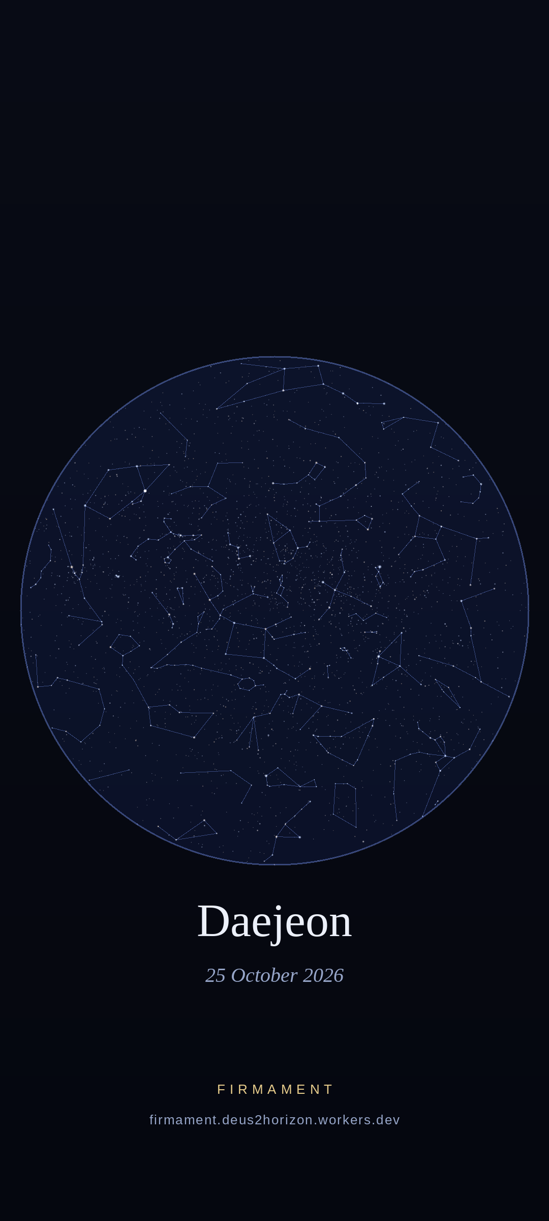 Céu noturno sobre Daejeon, South Korea em 25 de outubro de 2026