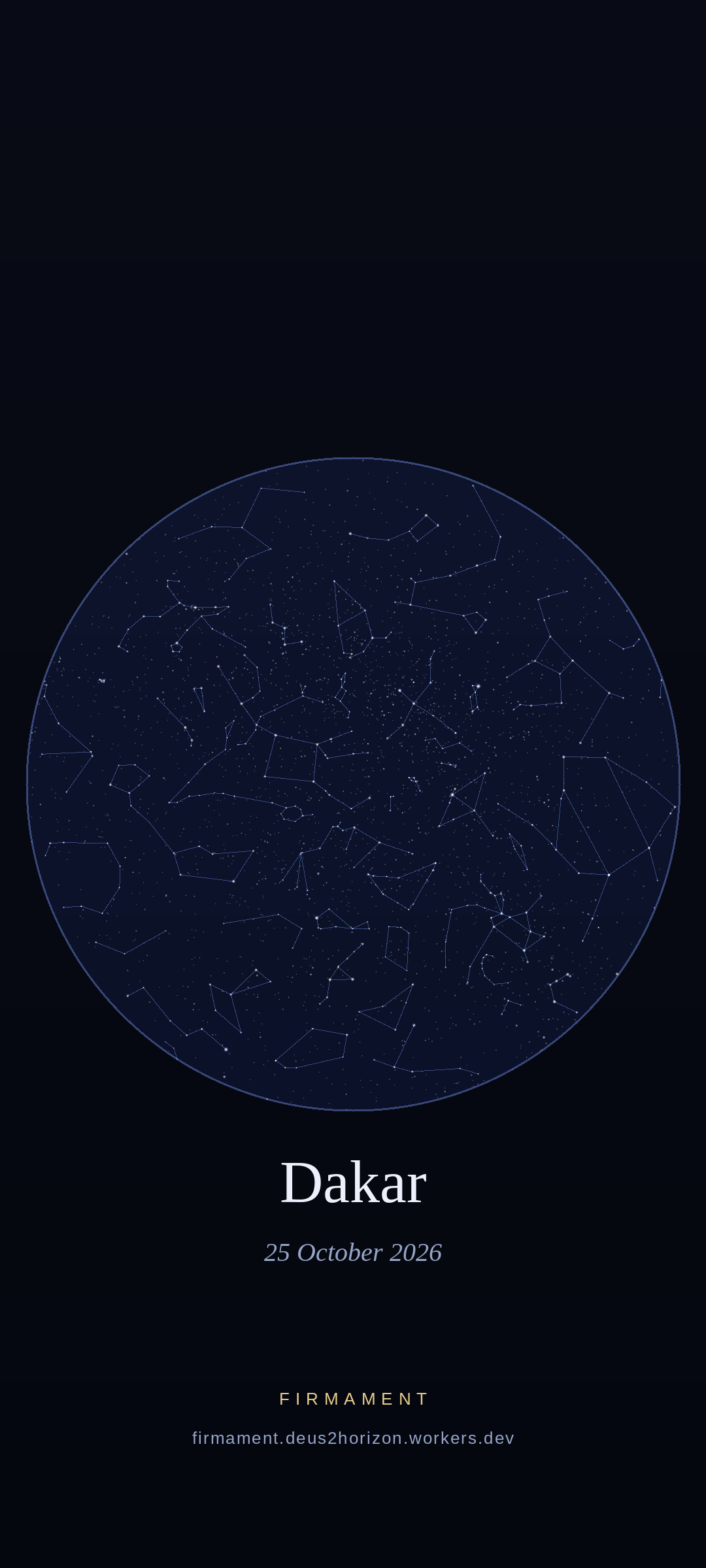 Cielo notturno sopra Dakar, Senegal il 24 ottobre 2026
