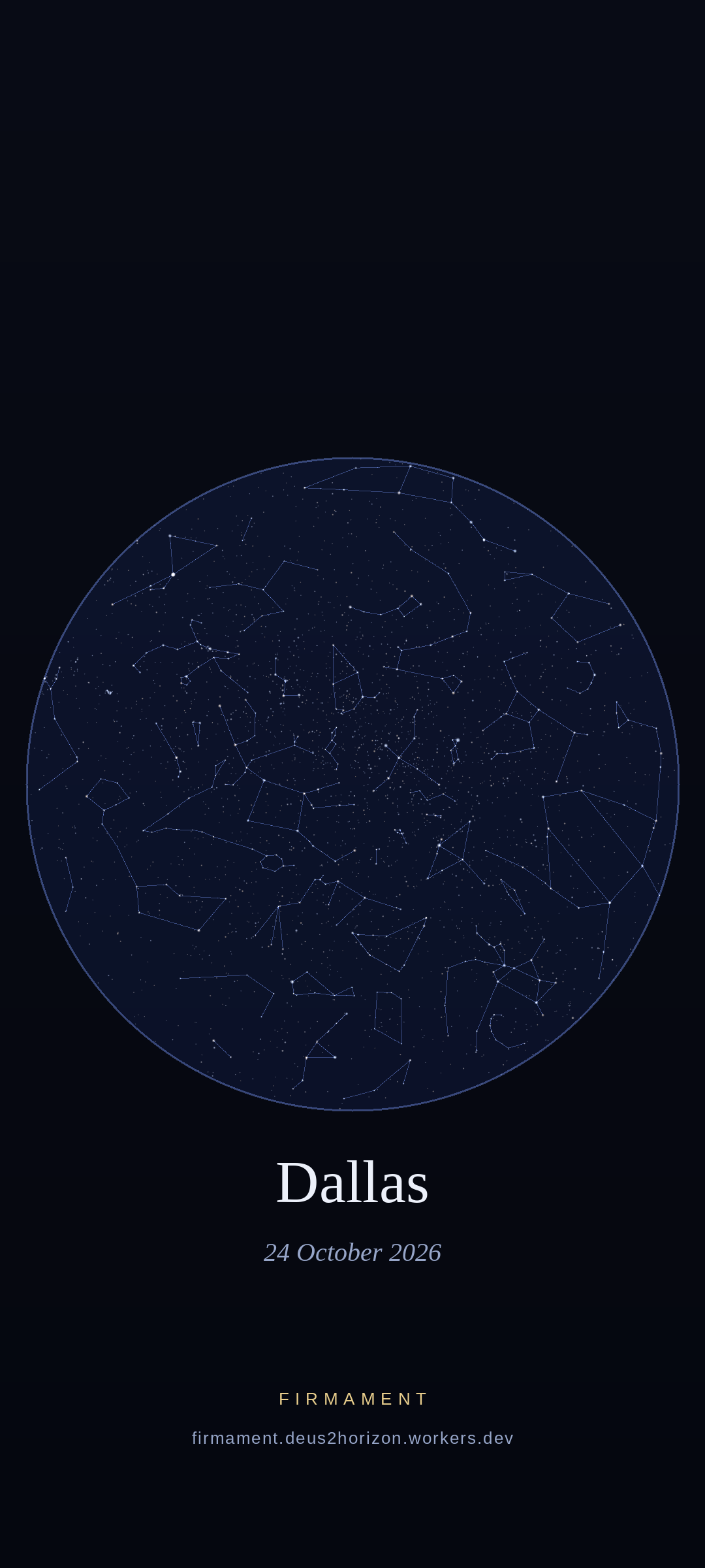 Cielo nocturno sobre Dallas, United States el 24 de octubre de 2026