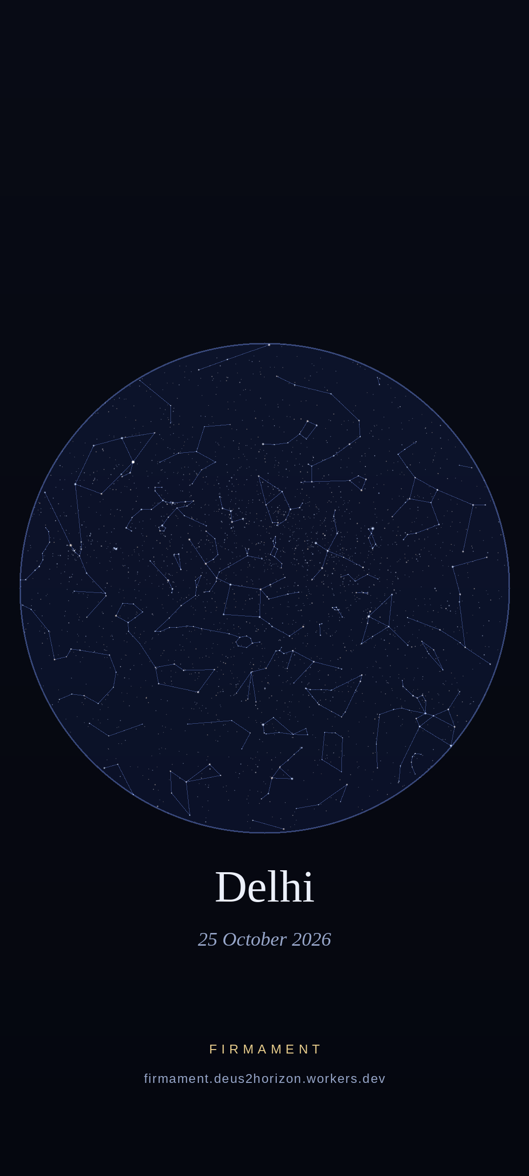 Night sky over Delhi, India on 25 October 2026