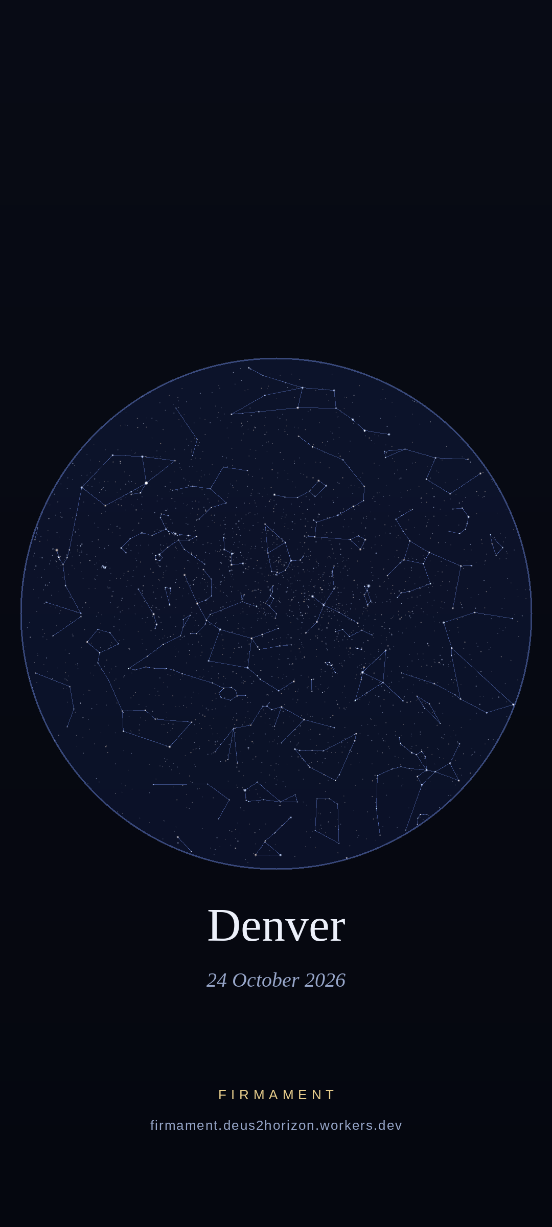 Cielo notturno sopra Denver, United States il 24 ottobre 2026