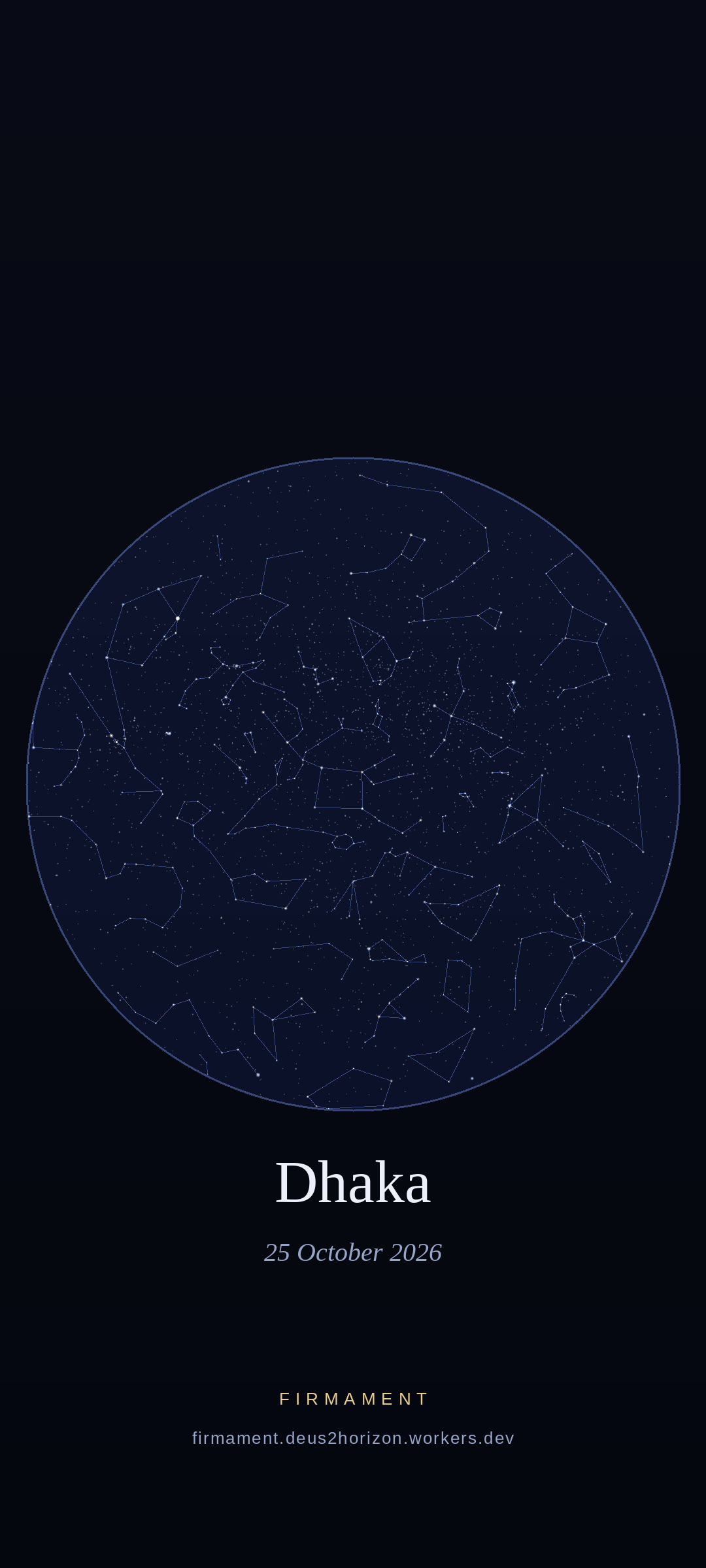 Night sky over Dhaka, Bangladesh on 25 October 2026