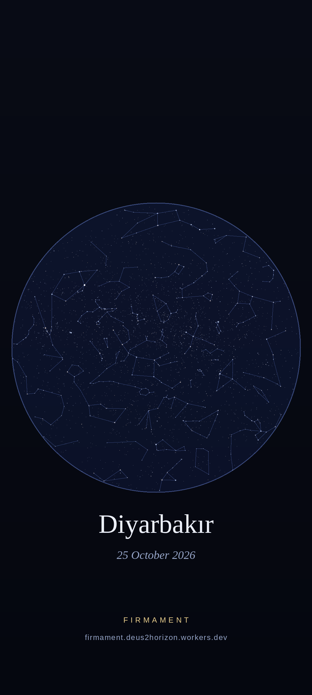 Ciel nocturne au-dessus de Diyarbakır, Turkey le 25 octobre 2026
