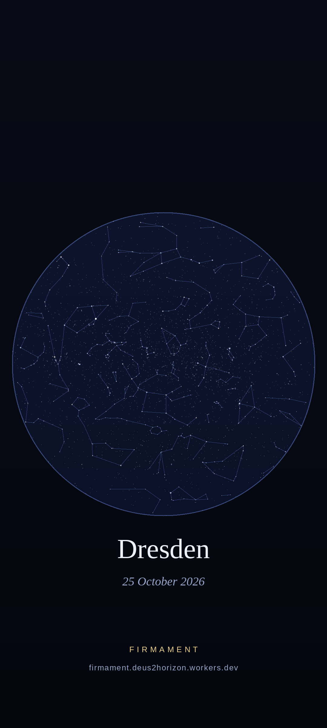 Night sky over Dresden, Germany on 25 October 2026