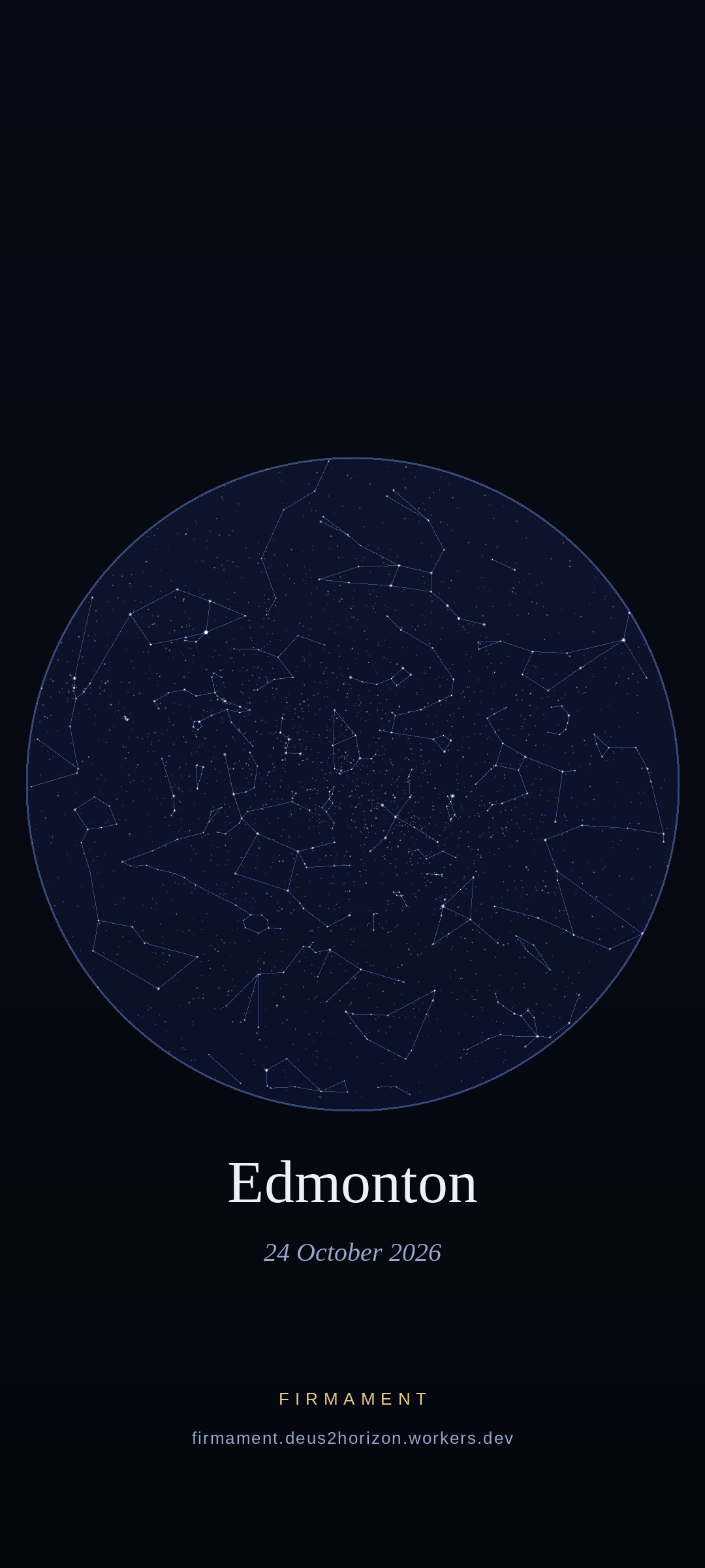 Night sky over Edmonton, Canada on 24 October 2026